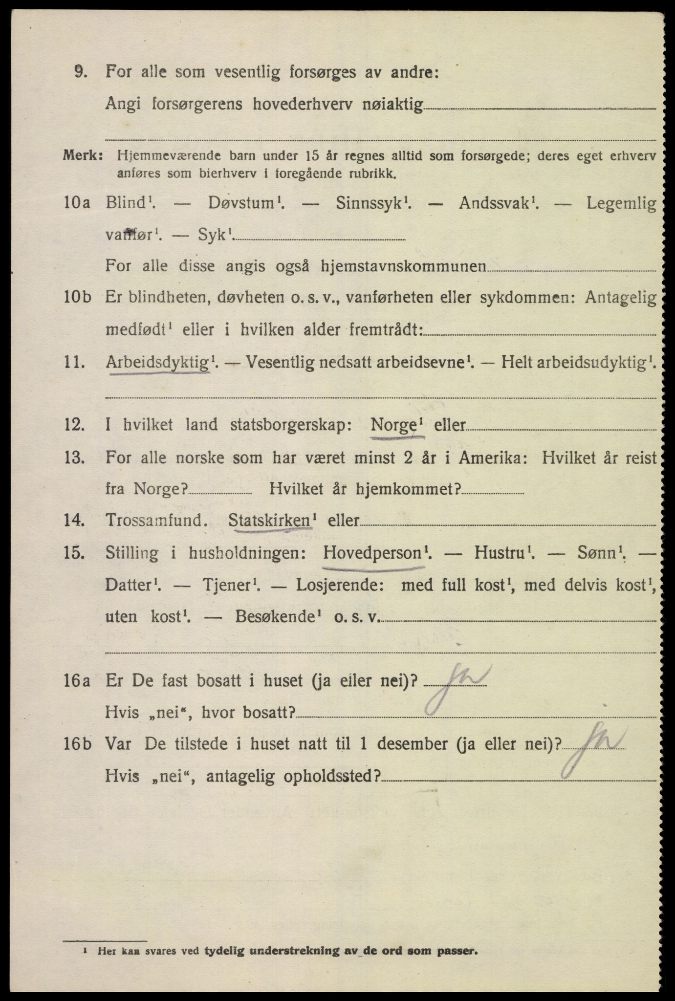 SAK, 1920 census for Lyngdal, 1920, p. 3456