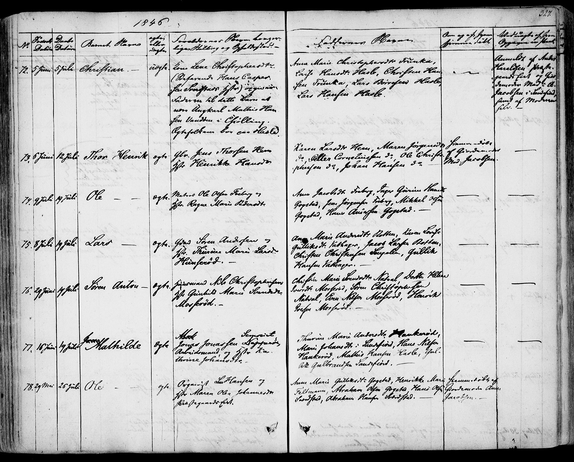 Sandar kirkebøker, SAKO/A-243/F/Fa/L0005: Parish register (official) no. 5, 1832-1847, p. 326-327