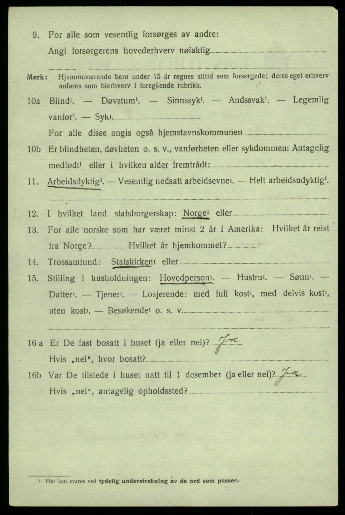 SAB, 1920 census for Granvin, 1920, p. 1375