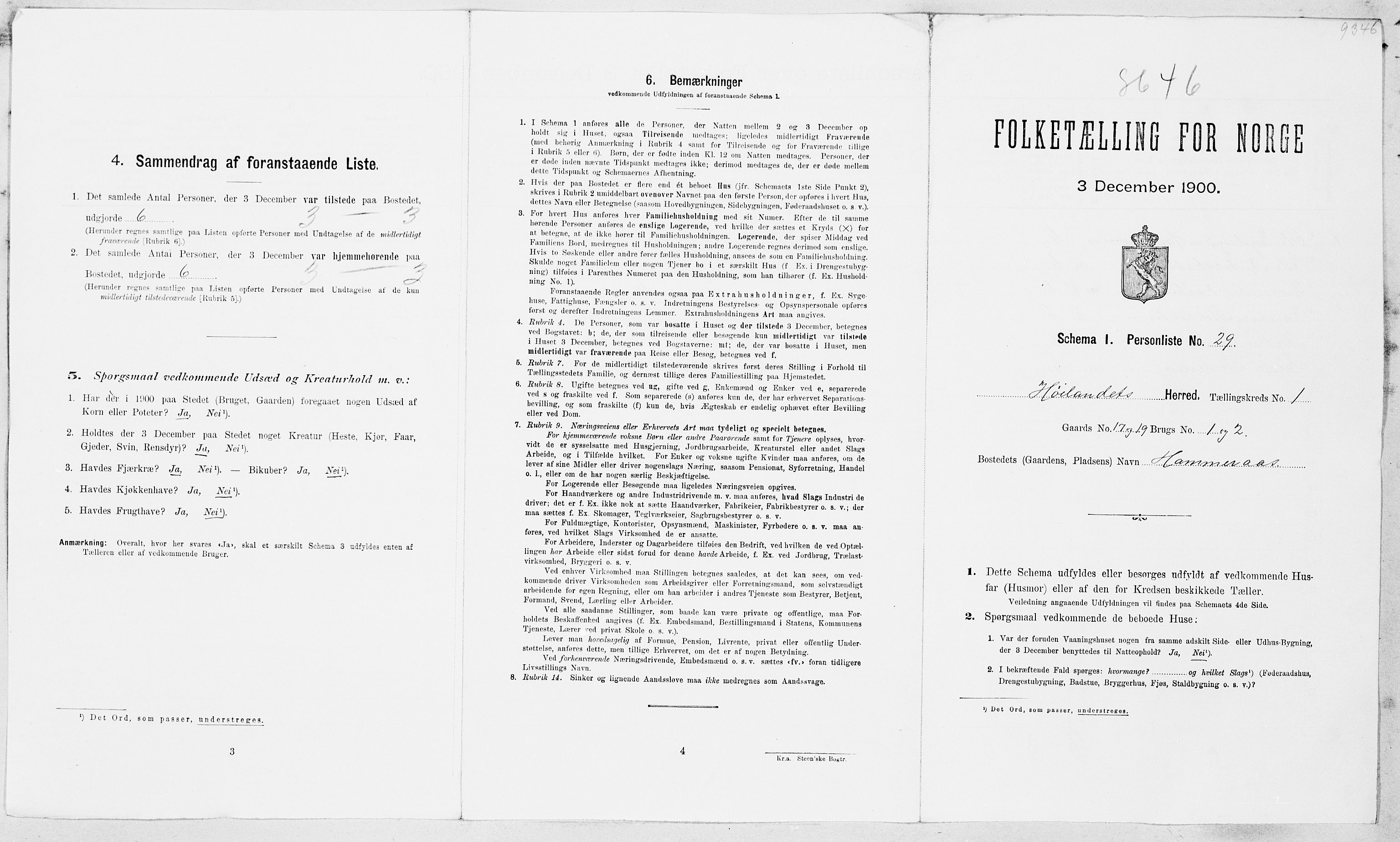 SAT, 1900 census for Hølonda, 1900, p. 10