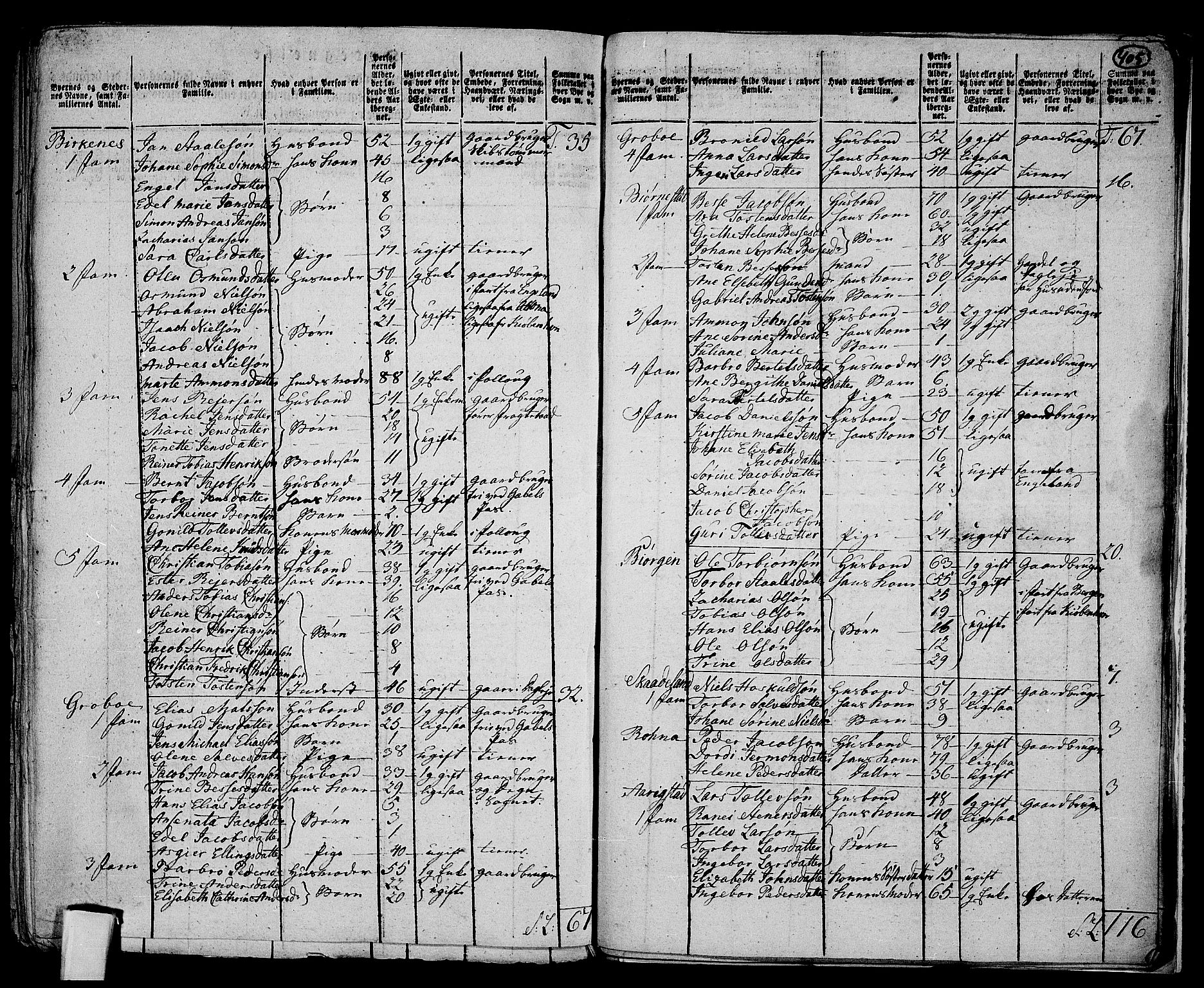 RA, 1801 census for 1041P Vanse, 1801, p. 404b-405a