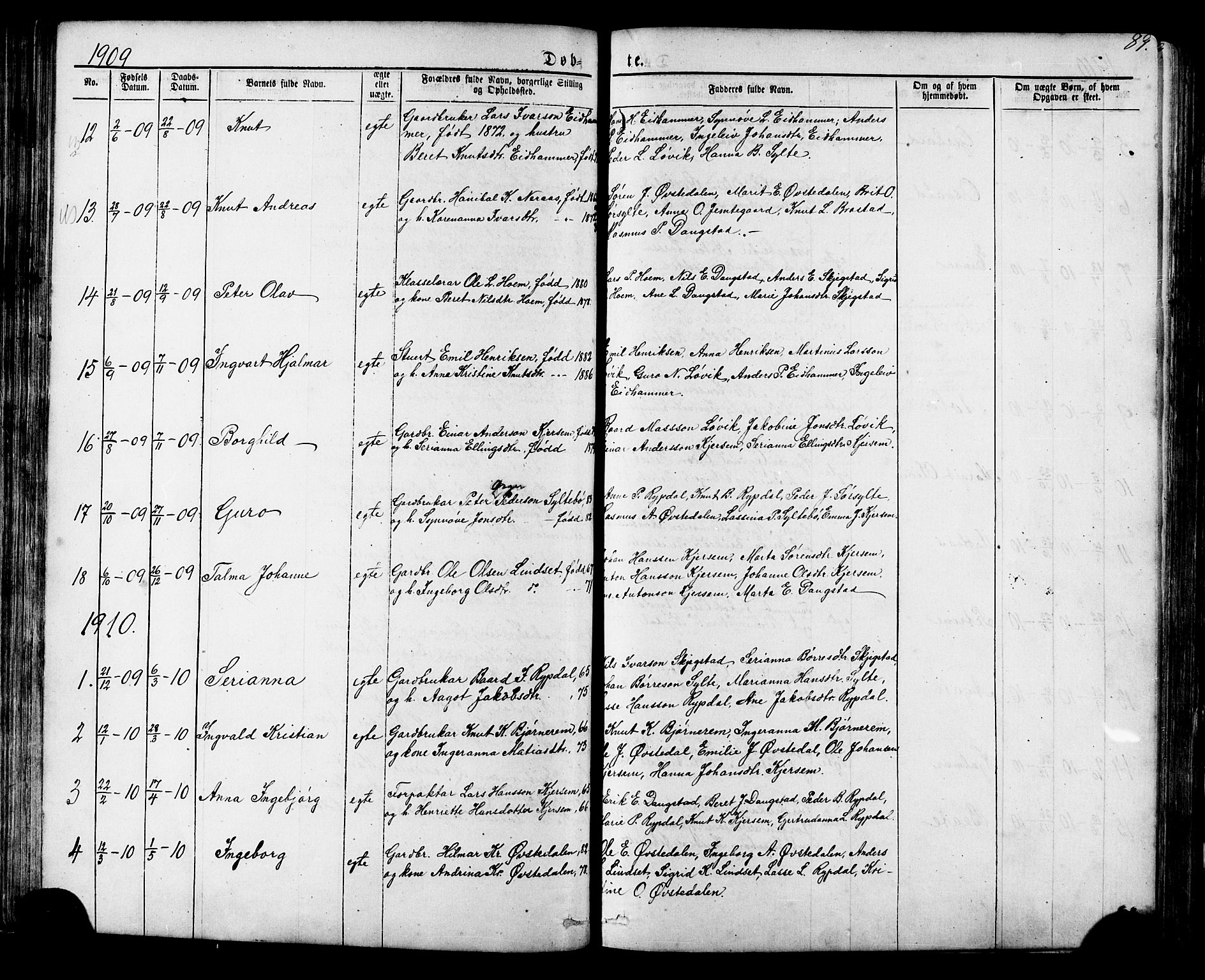 Ministerialprotokoller, klokkerbøker og fødselsregistre - Møre og Romsdal, SAT/A-1454/541/L0547: Parish register (copy) no. 541C02, 1867-1921, p. 89