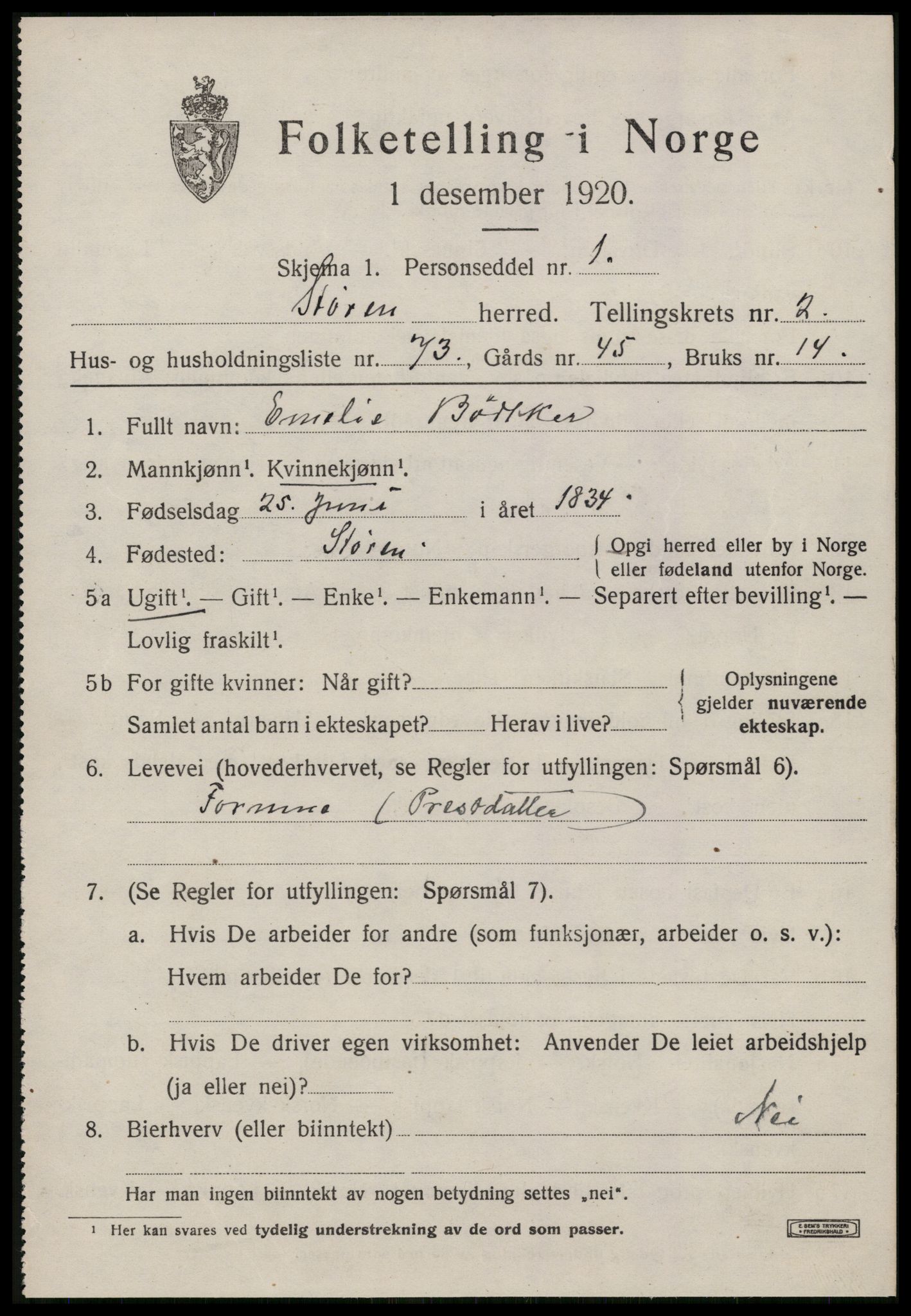 SAT, 1920 census for Støren, 1920, p. 2398