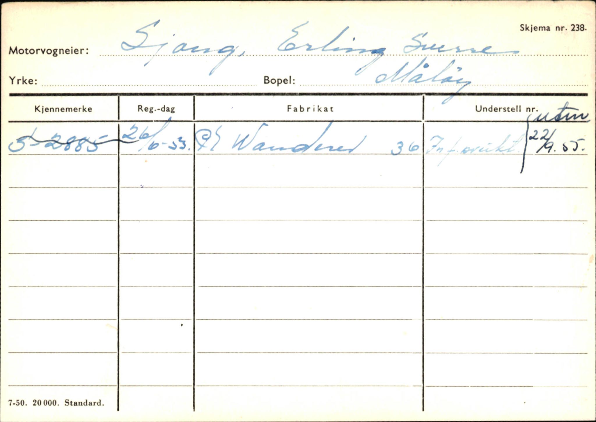 Statens vegvesen, Sogn og Fjordane vegkontor, SAB/A-5301/4/F/L0145: Registerkort Vågsøy S-Å. Årdal I-P, 1945-1975, p. 75