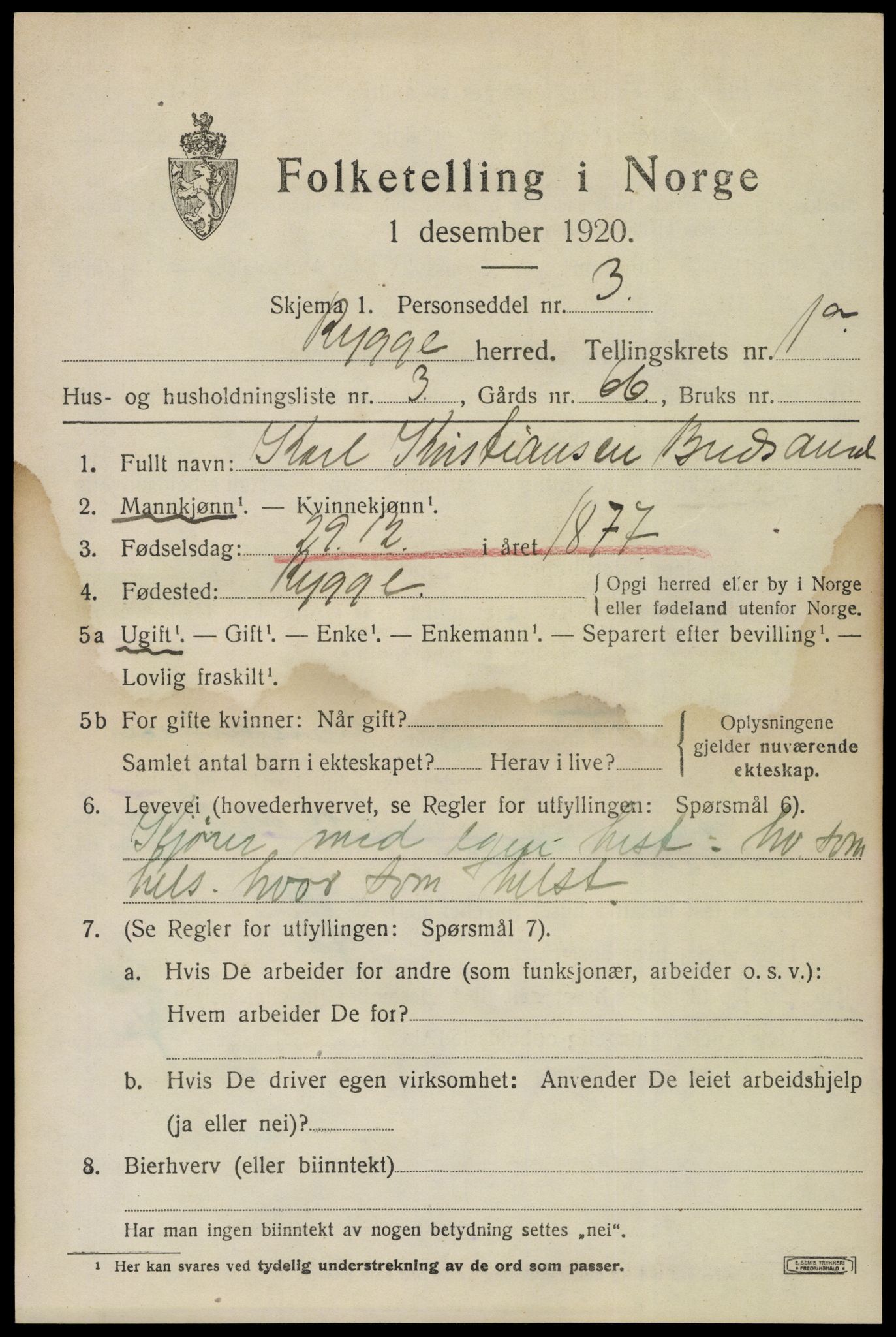 SAO, 1920 census for Rygge, 1920, p. 4147