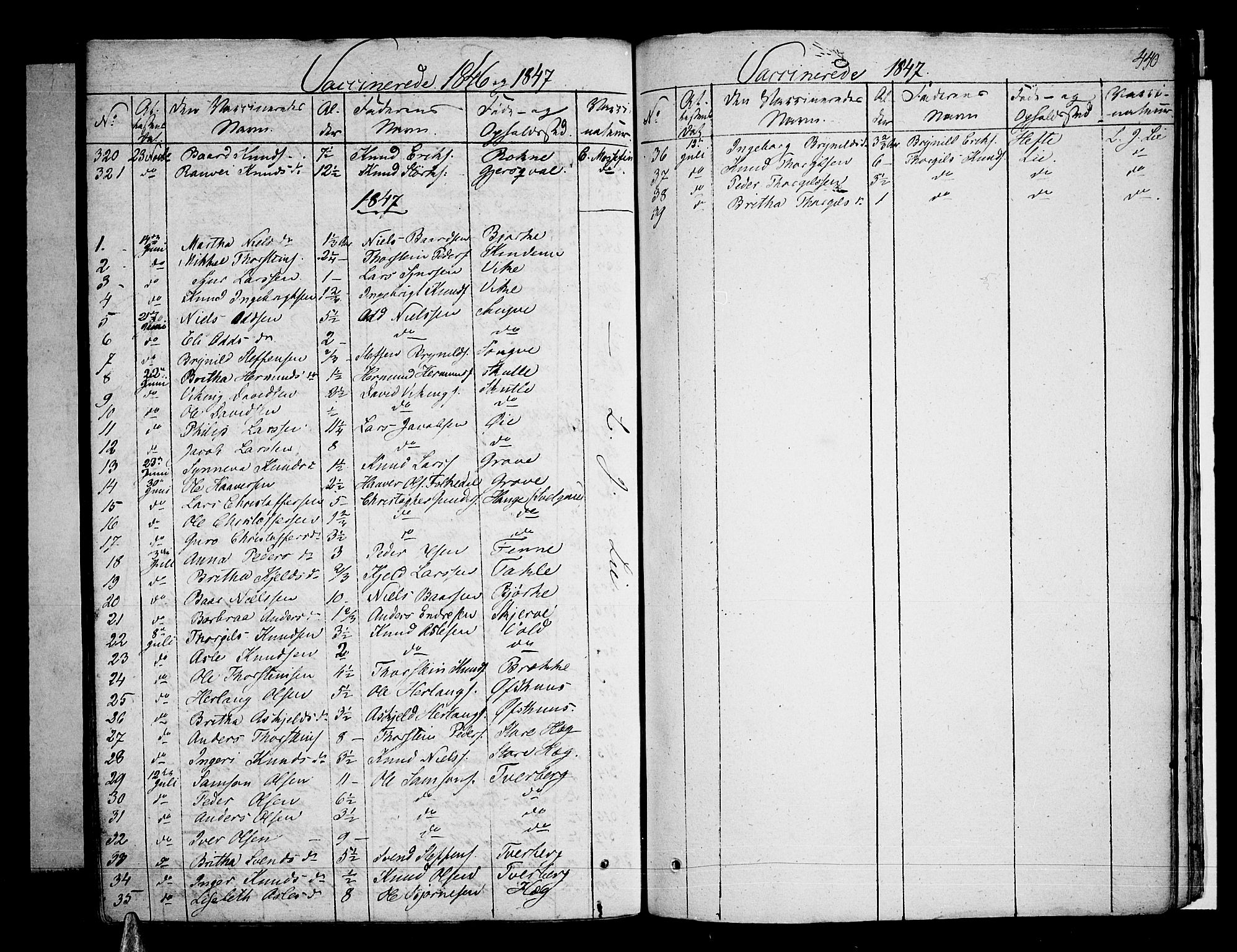 Voss sokneprestembete, AV/SAB-A-79001/H/Haa: Parish register (official) no. A 12, 1823-1837, p. 440