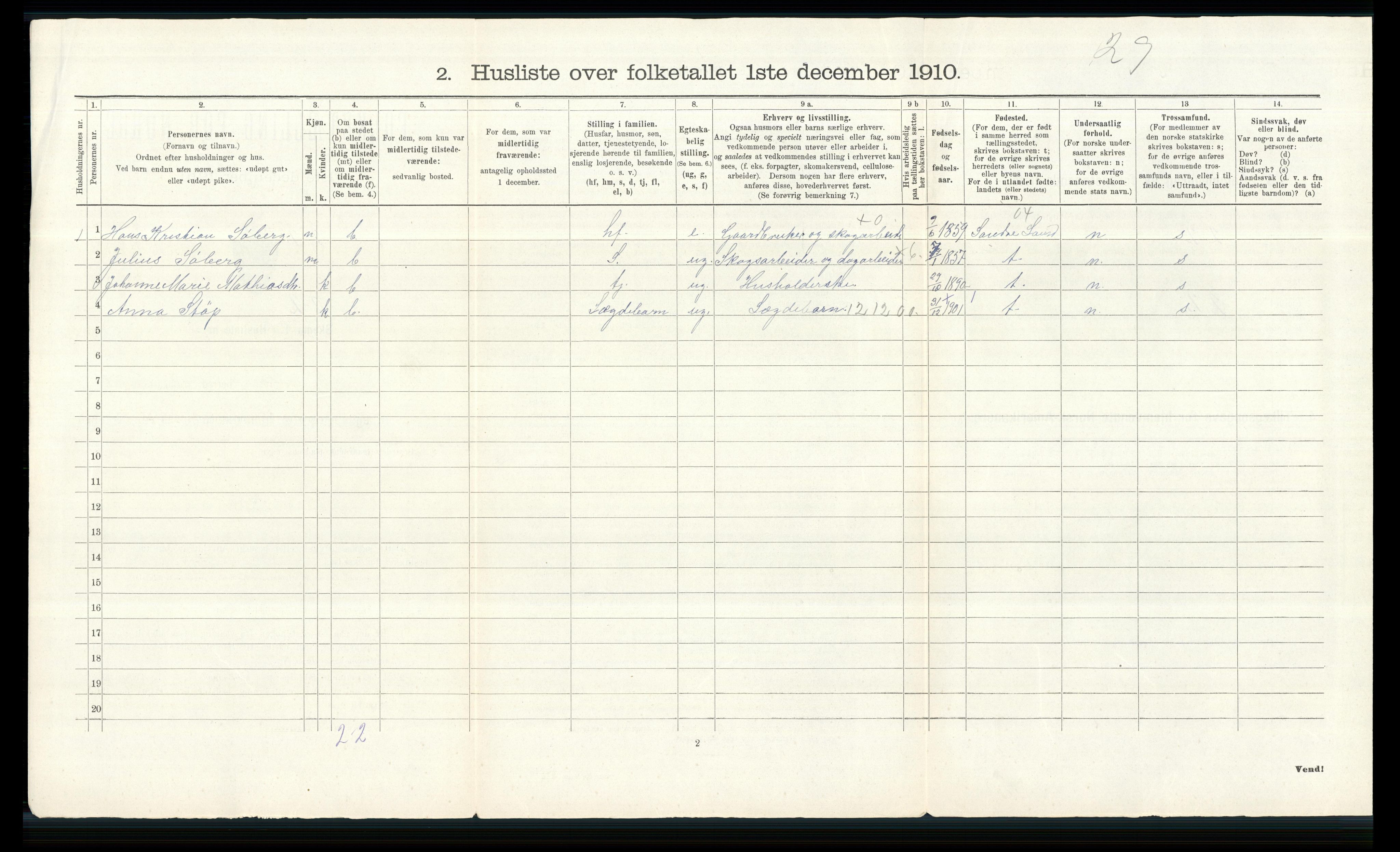 RA, 1910 census for Vardal, 1910, p. 51