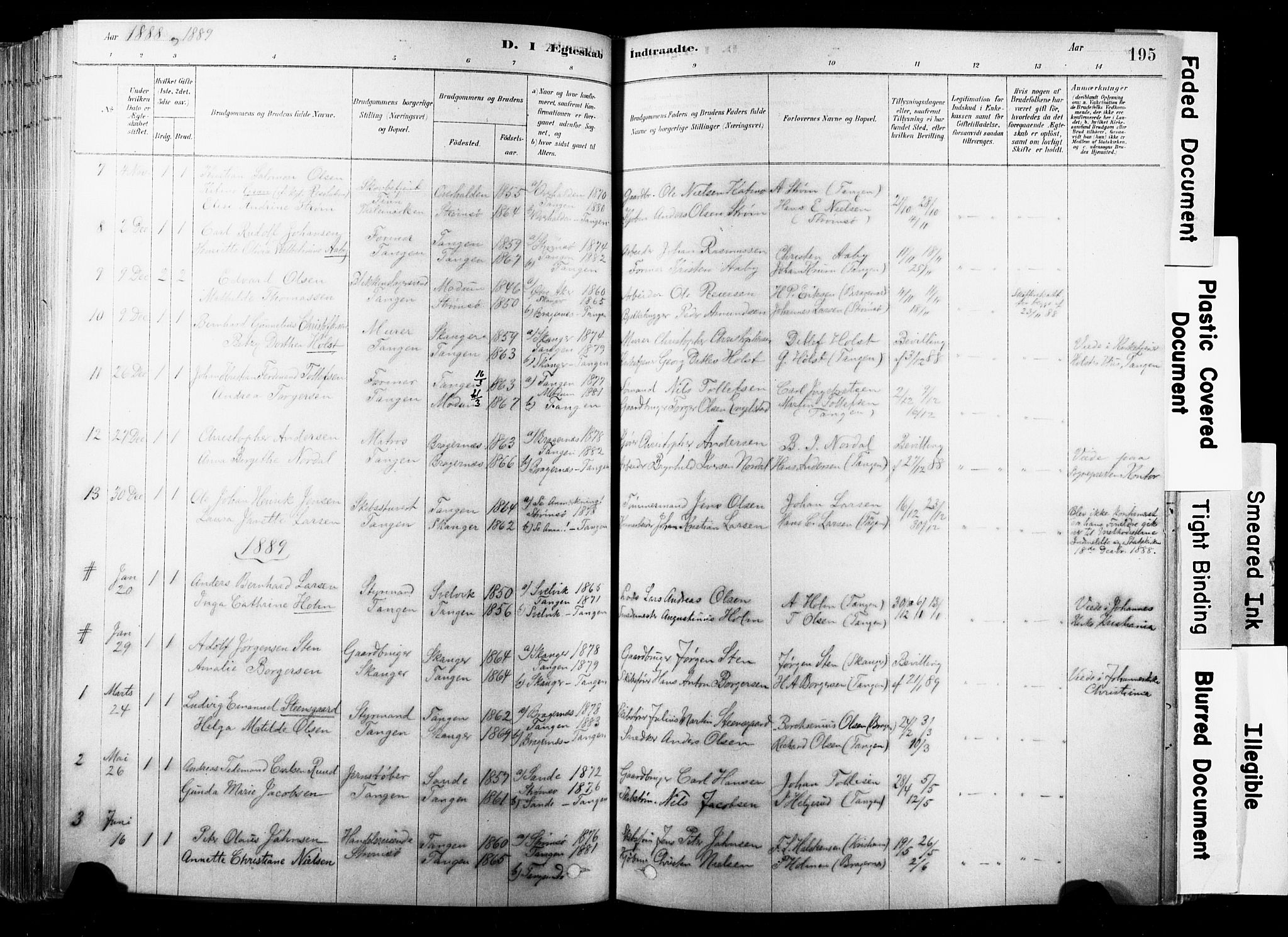 Strømsø kirkebøker, SAKO/A-246/F/Fb/L0006: Parish register (official) no. II 6, 1879-1910, p. 195