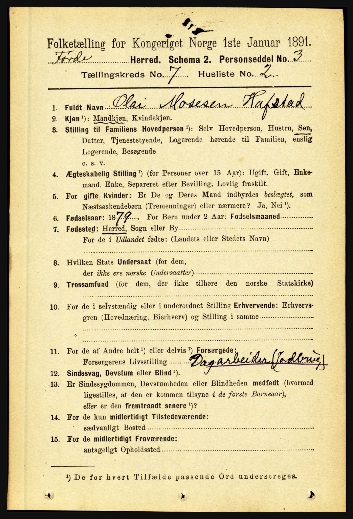 RA, 1891 census for 1432 Førde, 1891, p. 2506