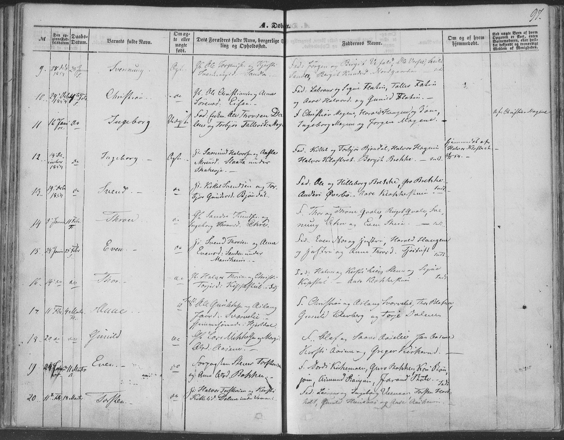Seljord kirkebøker, SAKO/A-20/F/Fa/L012a: Parish register (official) no. I 12A, 1850-1865, p. 97