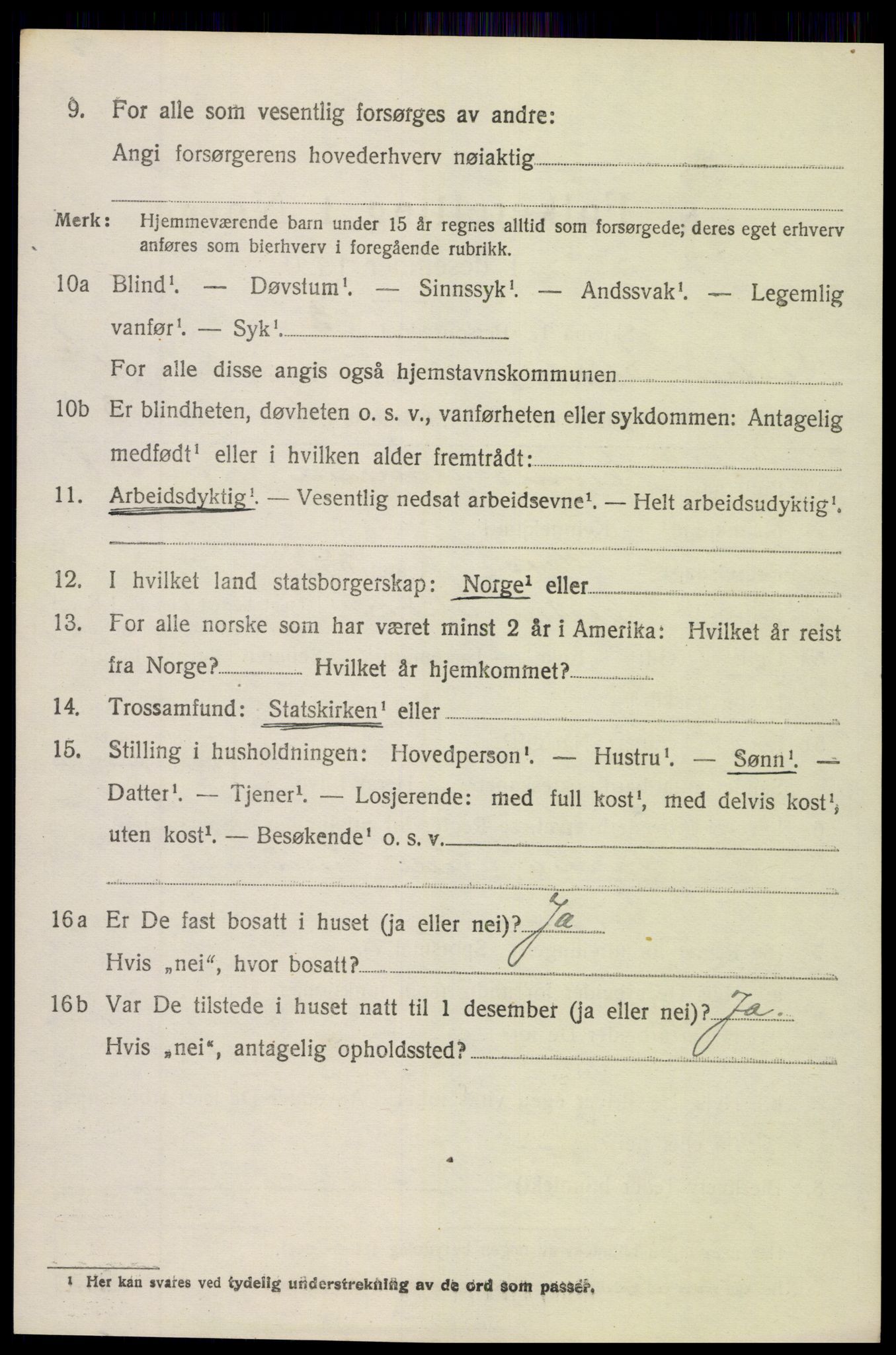 SAH, 1920 census for Vestre Slidre, 1920, p. 5685