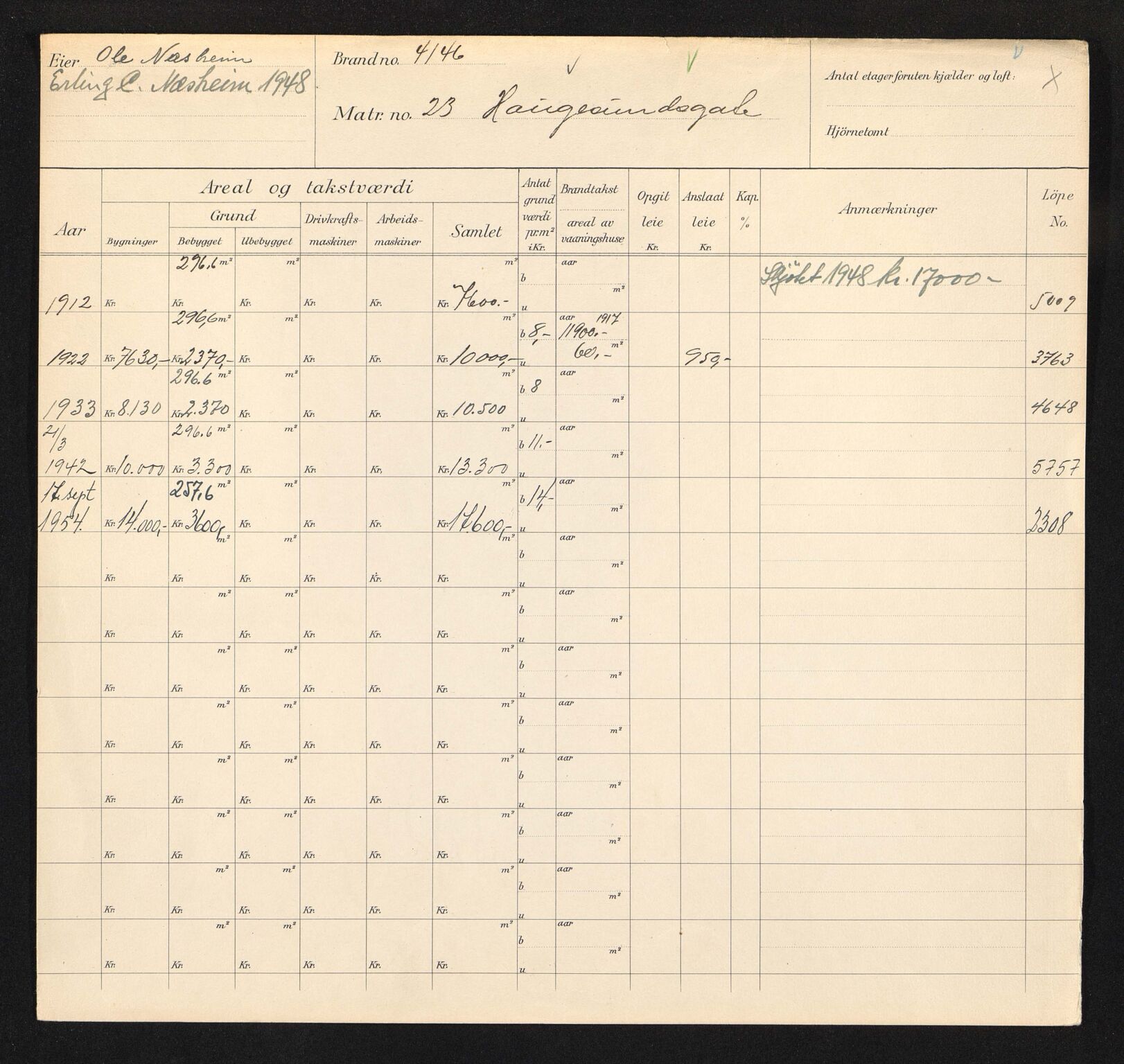 Stavanger kommune. Skattetakstvesenet, BYST/A-0440/F/Fa/Faa/L0016/0005: Skattetakstkort / Haugesundsgata 3 - 60