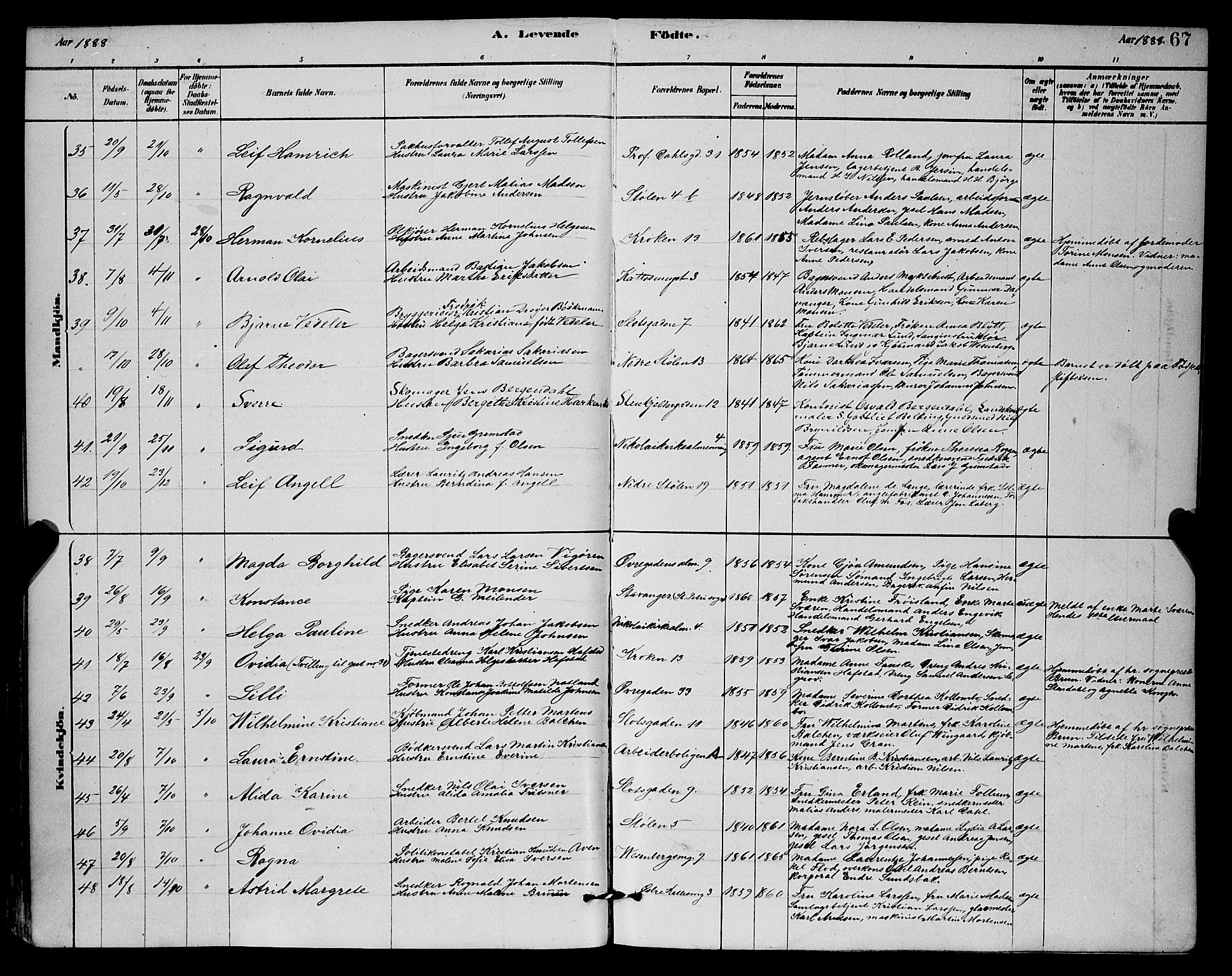 Mariakirken Sokneprestembete, AV/SAB-A-76901/H/Hab/L0004: Parish register (copy) no. A 4, 1878-1892, p. 67