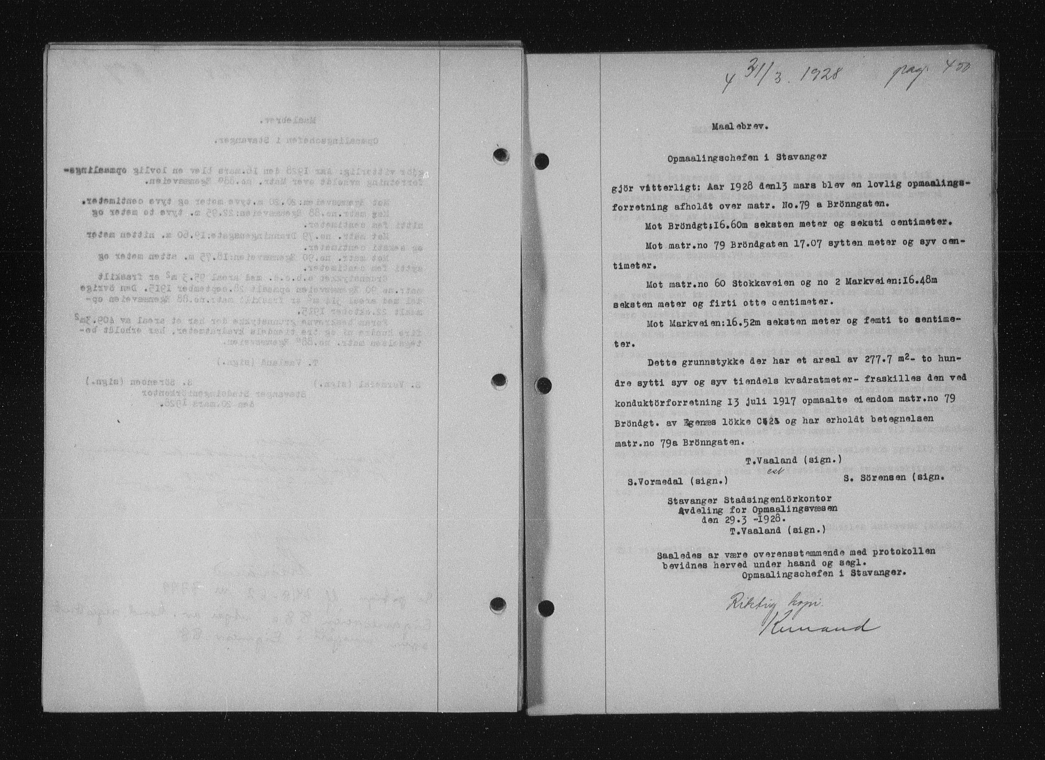 Stavanger byfogd, AV/SAST-A-101408/001/4/41/410/410BB/L0053: Mortgage book no. 41, 1927-1928, Deed date: 31.03.1928