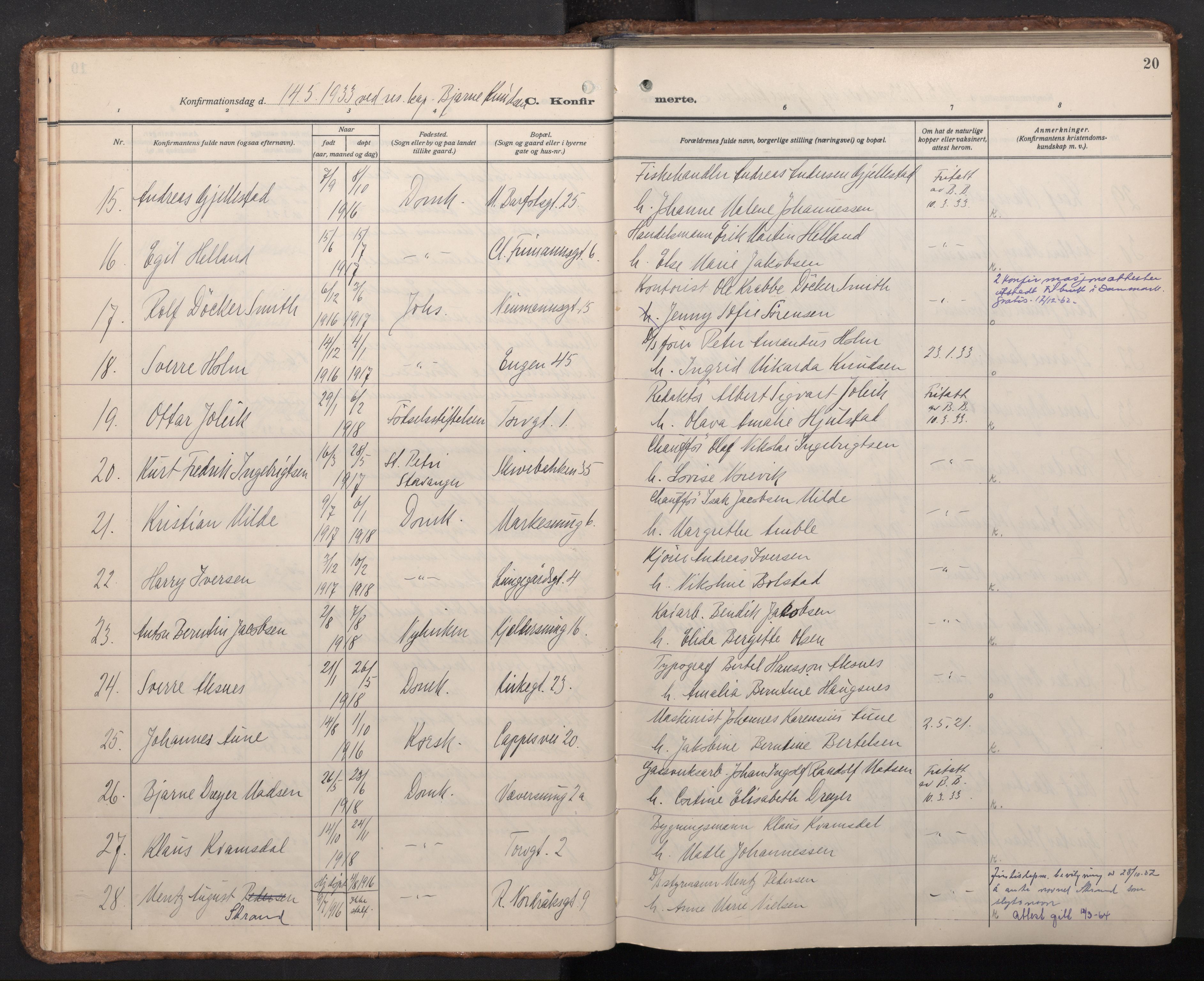 Domkirken sokneprestembete, SAB/A-74801/H/Haa: Parish register (official) no. C 8, 1930-1957, p. 19b-20a