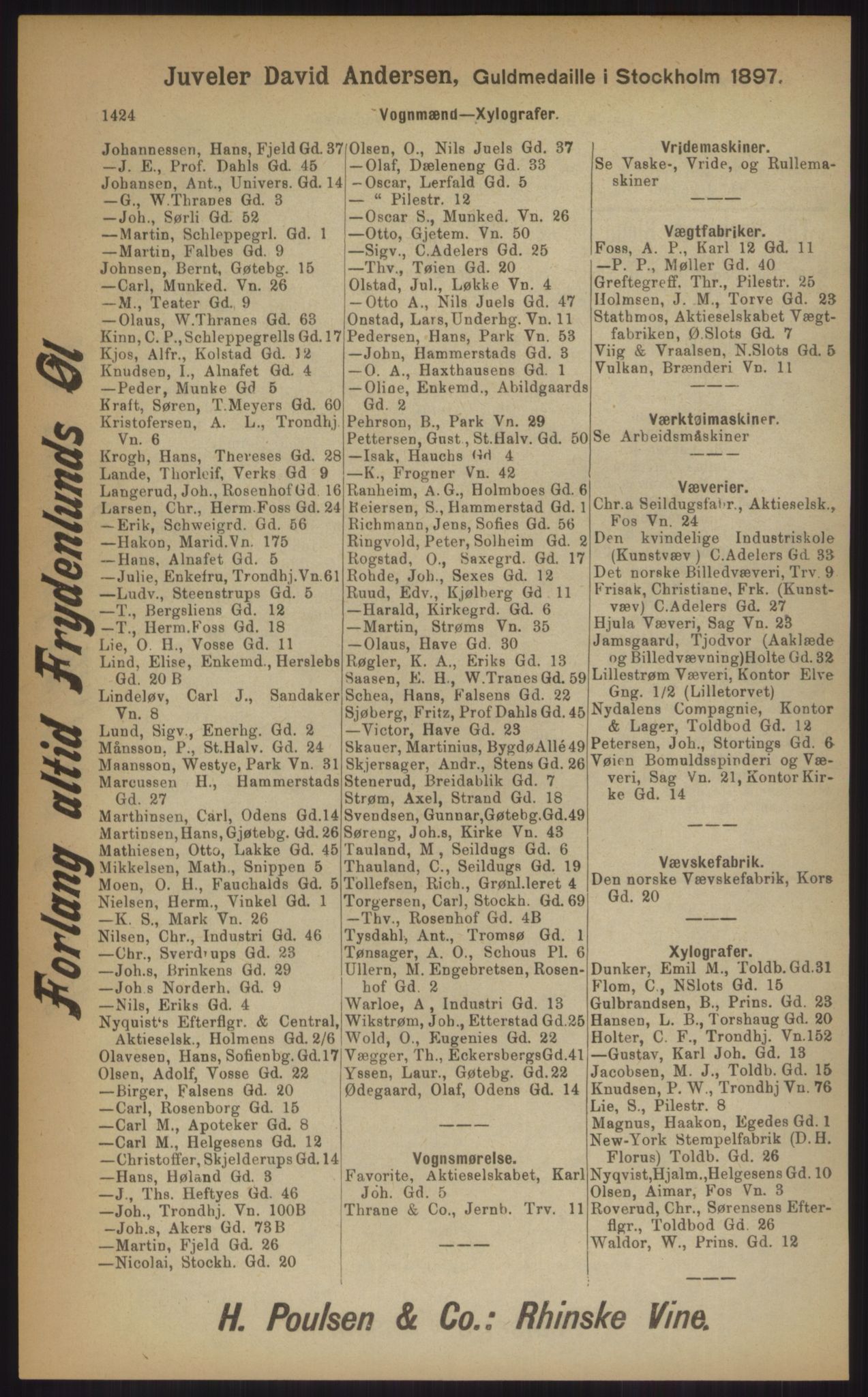 Kristiania/Oslo adressebok, PUBL/-, 1903, p. 1424