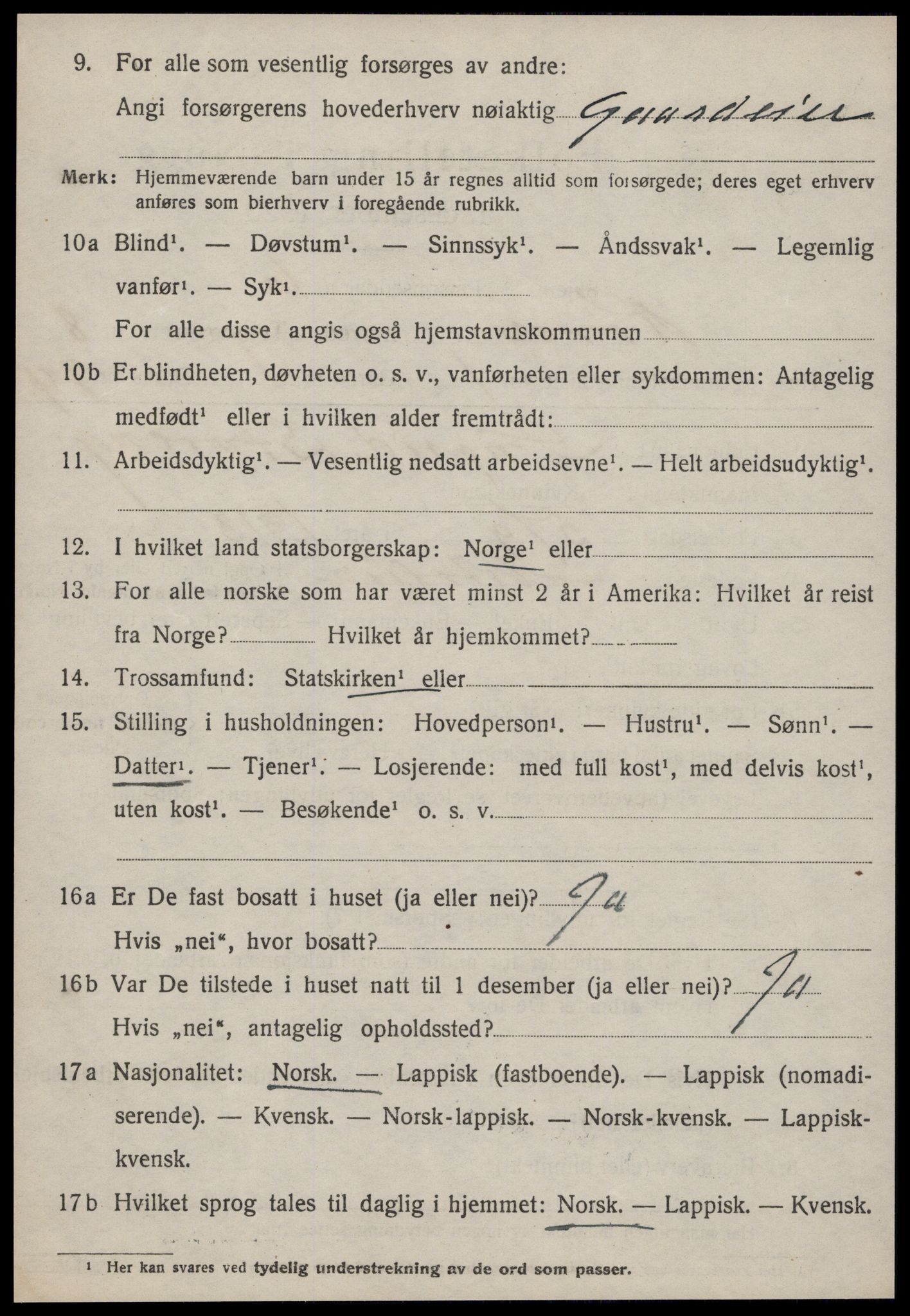 SAT, 1920 census for Røros, 1920, p. 7367