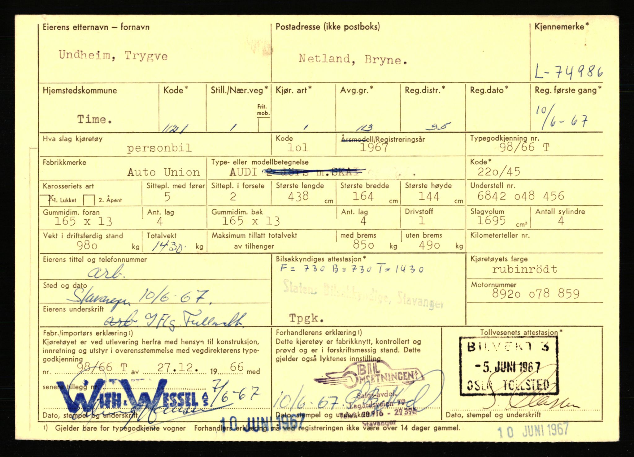 Stavanger trafikkstasjon, AV/SAST-A-101942/0/F/L0067: L-71600 - L-74999, 1930-1971, p. 2376