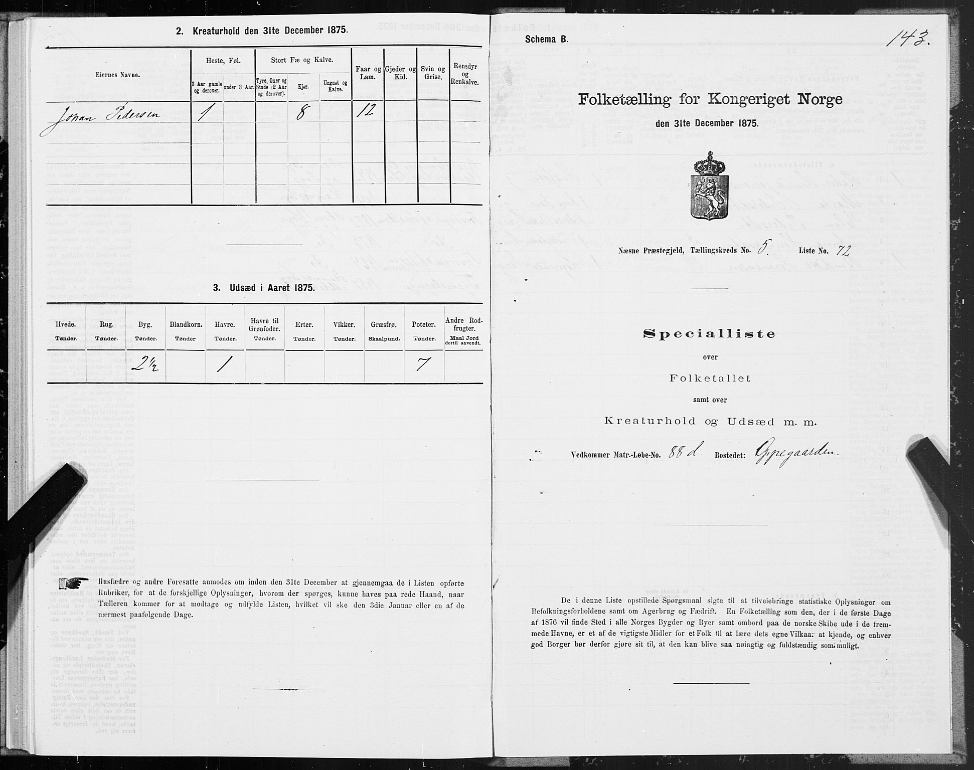 SAT, 1875 census for 1828P Nesna, 1875, p. 4143