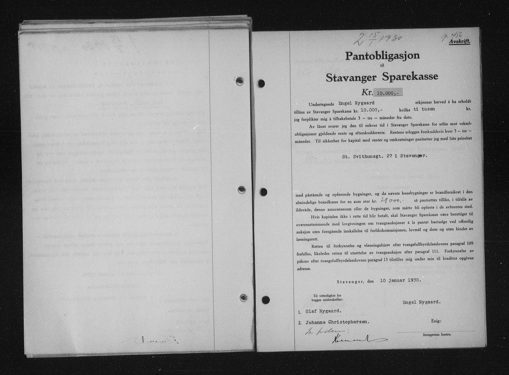 Stavanger byfogd, AV/SAST-A-101408/001/4/41/410/410BB/L0056: Mortgage book no. 44, 1929-1930, Deed date: 15.01.1930