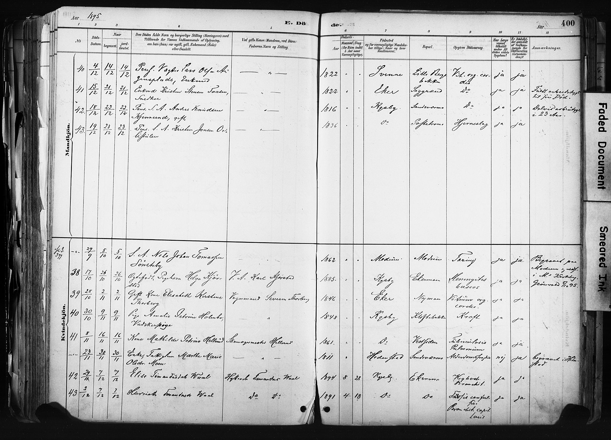 Kongsberg kirkebøker, AV/SAKO-A-22/F/Fb/L0002: Parish register (official) no. II 2, 1886-1896, p. 400