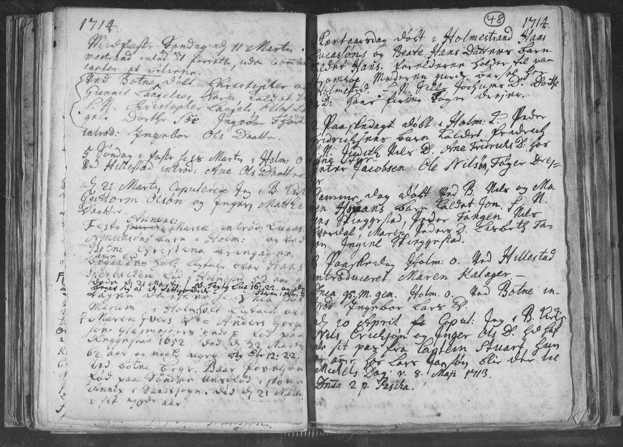 Botne kirkebøker, AV/SAKO-A-340/F/Fa/L0001b: Parish register (official) no. I 1B, 1707-1722, p. 48