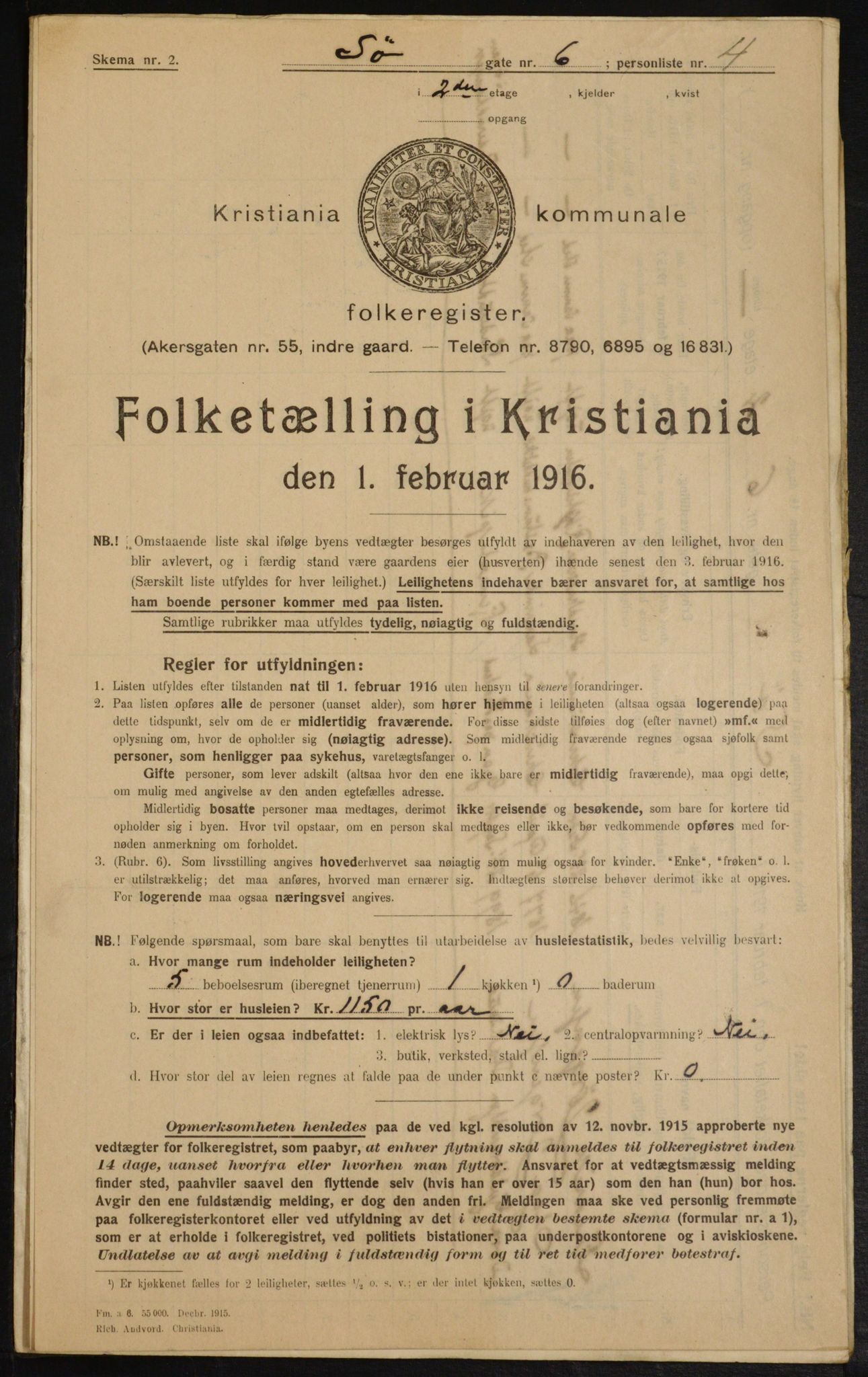 OBA, Municipal Census 1916 for Kristiania, 1916, p. 97577