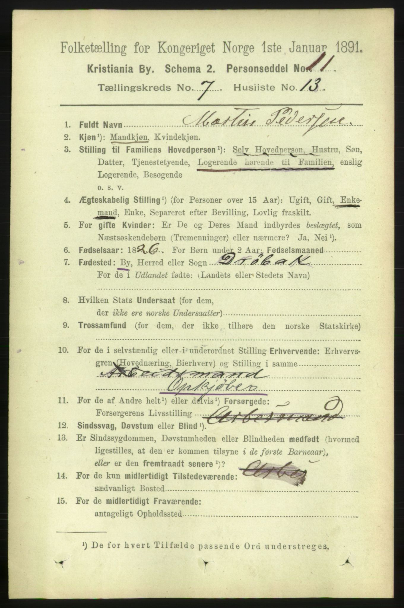 RA, 1891 census for 0301 Kristiania, 1891, p. 2924