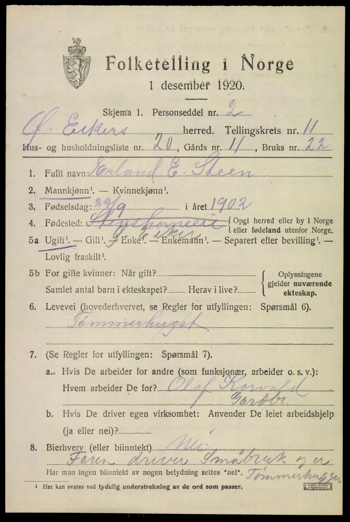 SAKO, 1920 census for Øvre Eiker, 1920, p. 17530