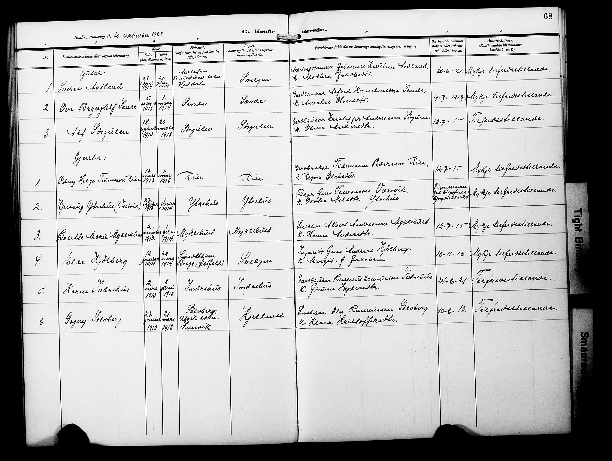 Davik sokneprestembete, SAB/A-79701/H/Hab/Habb/L0001: Parish register (copy) no. B 1, 1903-1928, p. 68