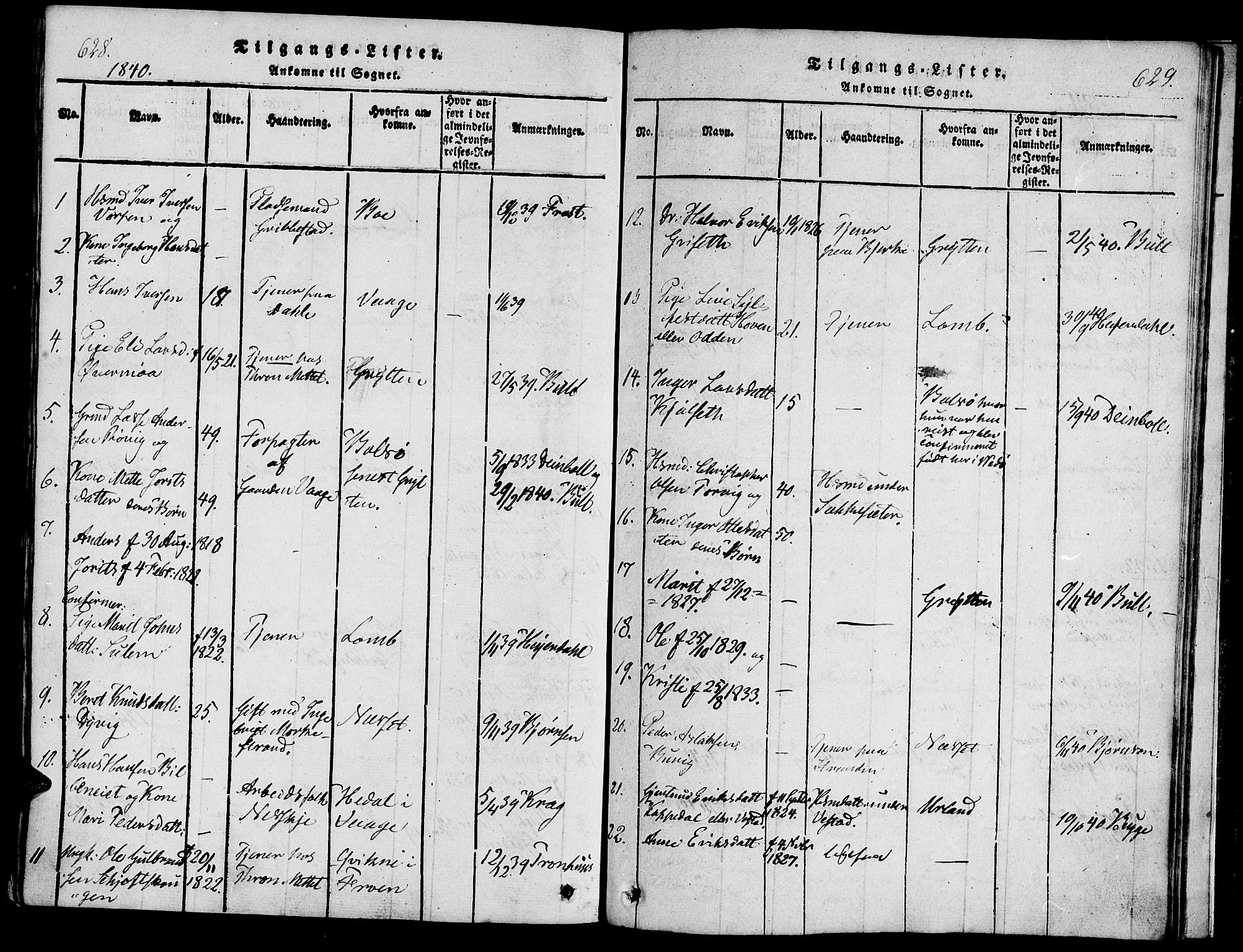 Ministerialprotokoller, klokkerbøker og fødselsregistre - Møre og Romsdal, SAT/A-1454/547/L0602: Parish register (official) no. 547A04, 1818-1845, p. 628-629