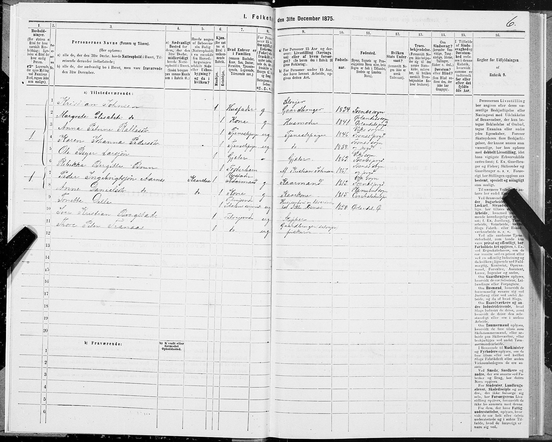 SAT, 1875 census for 1748P Fosnes, 1875, p. 4006