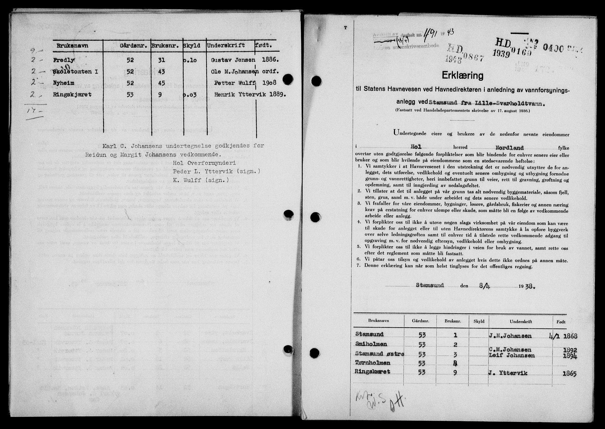 Lofoten sorenskriveri, SAT/A-0017/1/2/2C/L0011a: Mortgage book no. 11a, 1943-1943, Diary no: : 491/1943