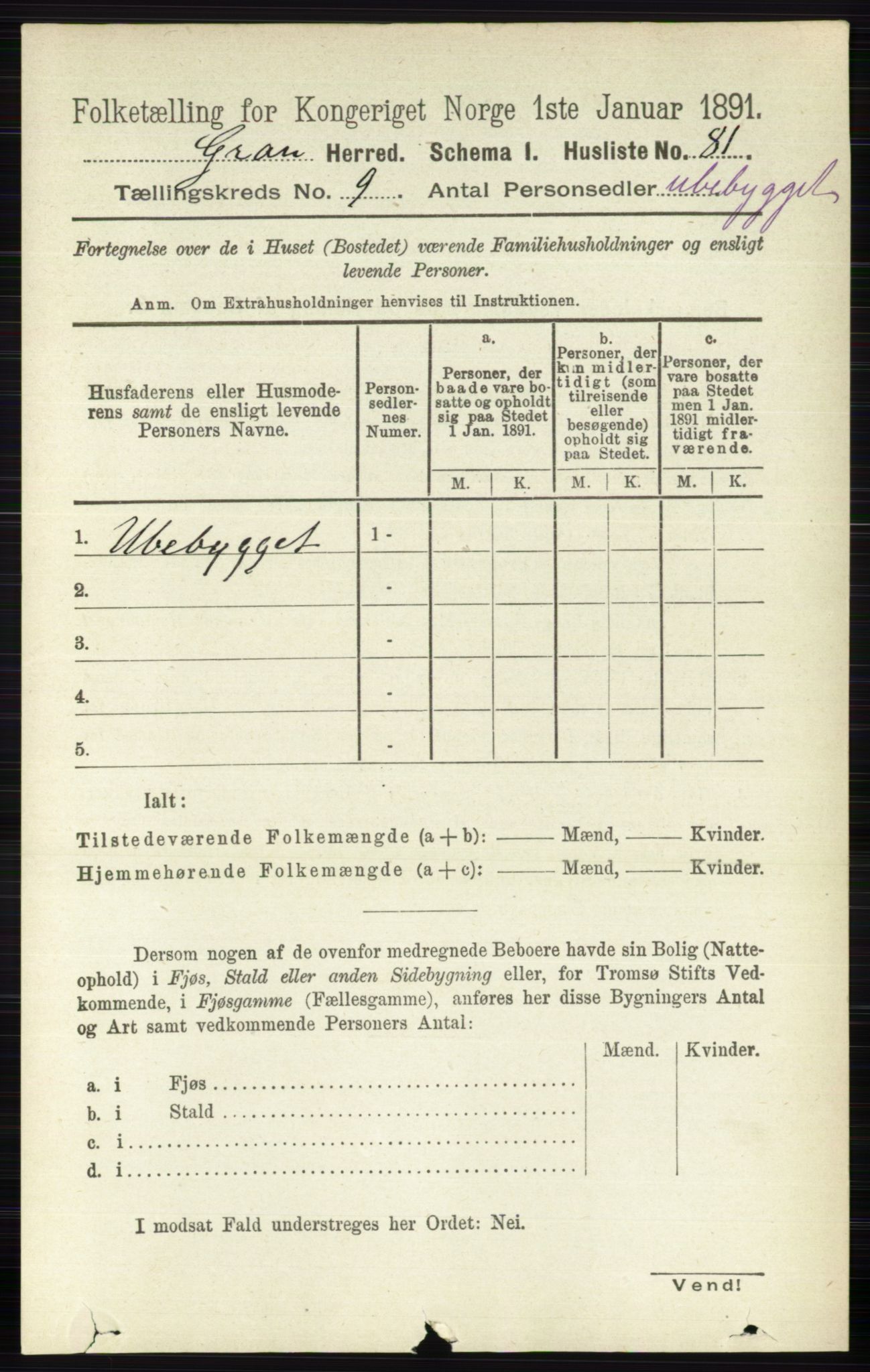 RA, 1891 census for 0534 Gran, 1891, p. 4134