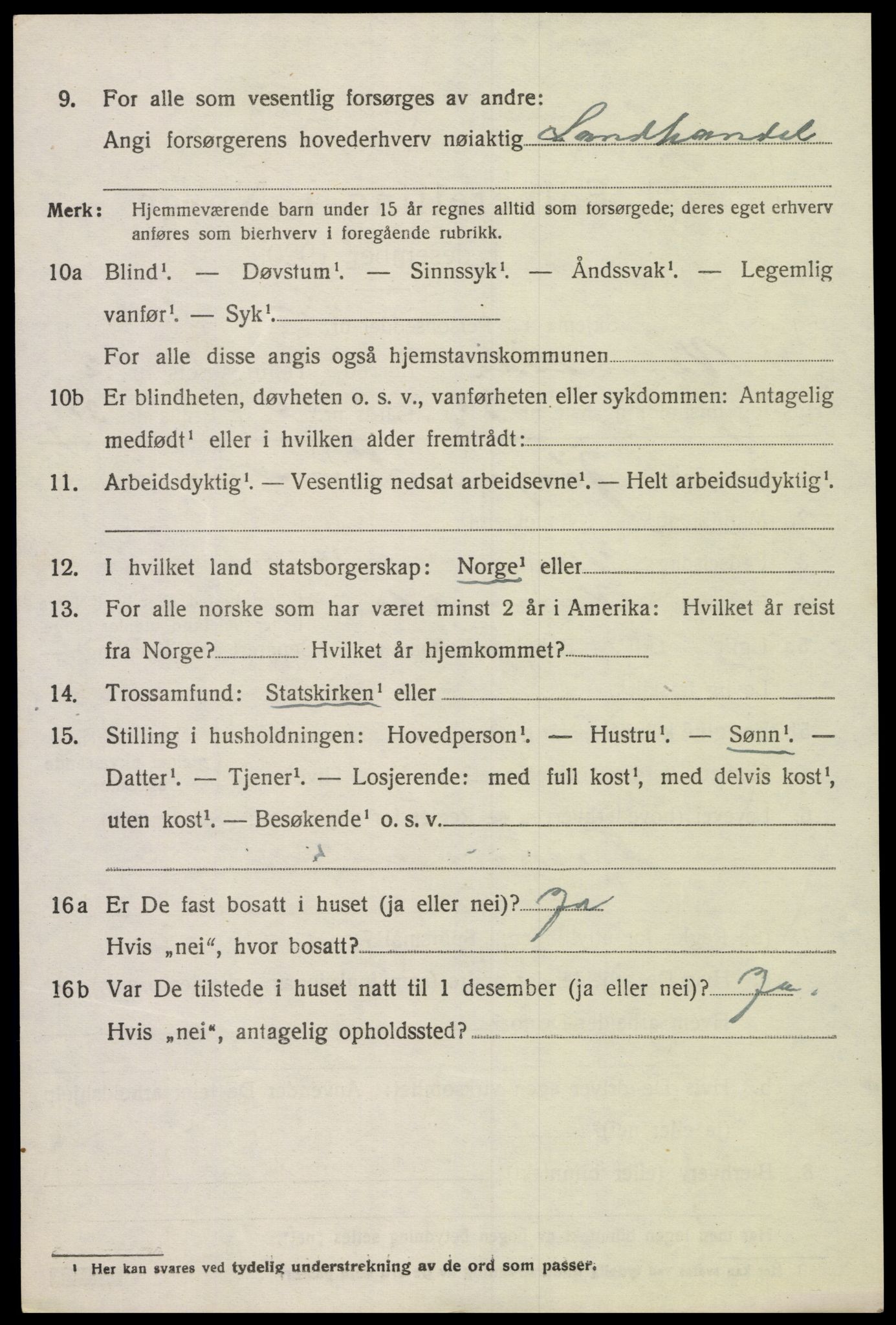SAK, 1920 census for Vennesla, 1920, p. 1939