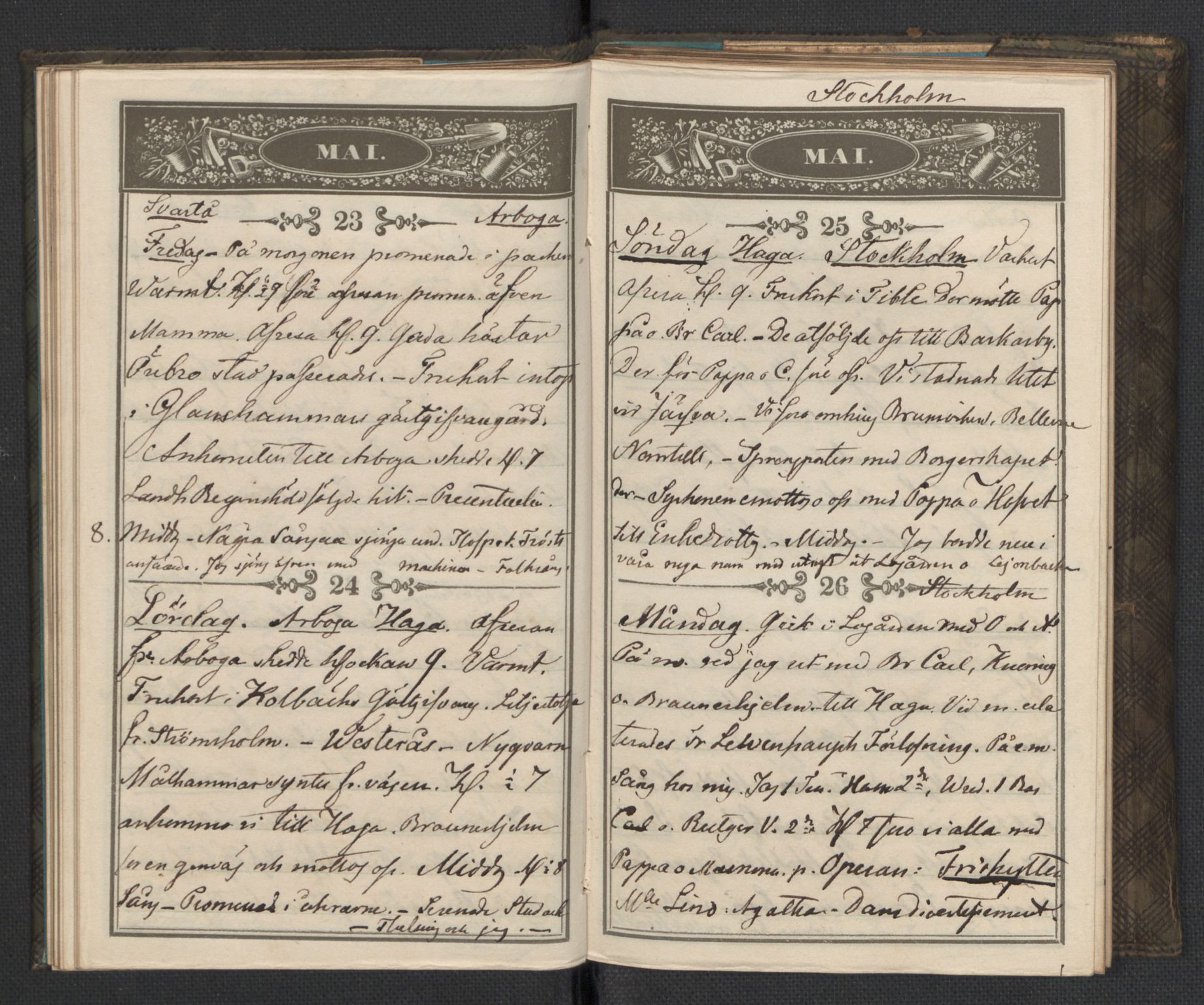 Bernadotte, AV/RA-PA-0318/F/L0001/0002: Privat materiale fra Bernadottefamilien / Dagbok, 1845, p. 44