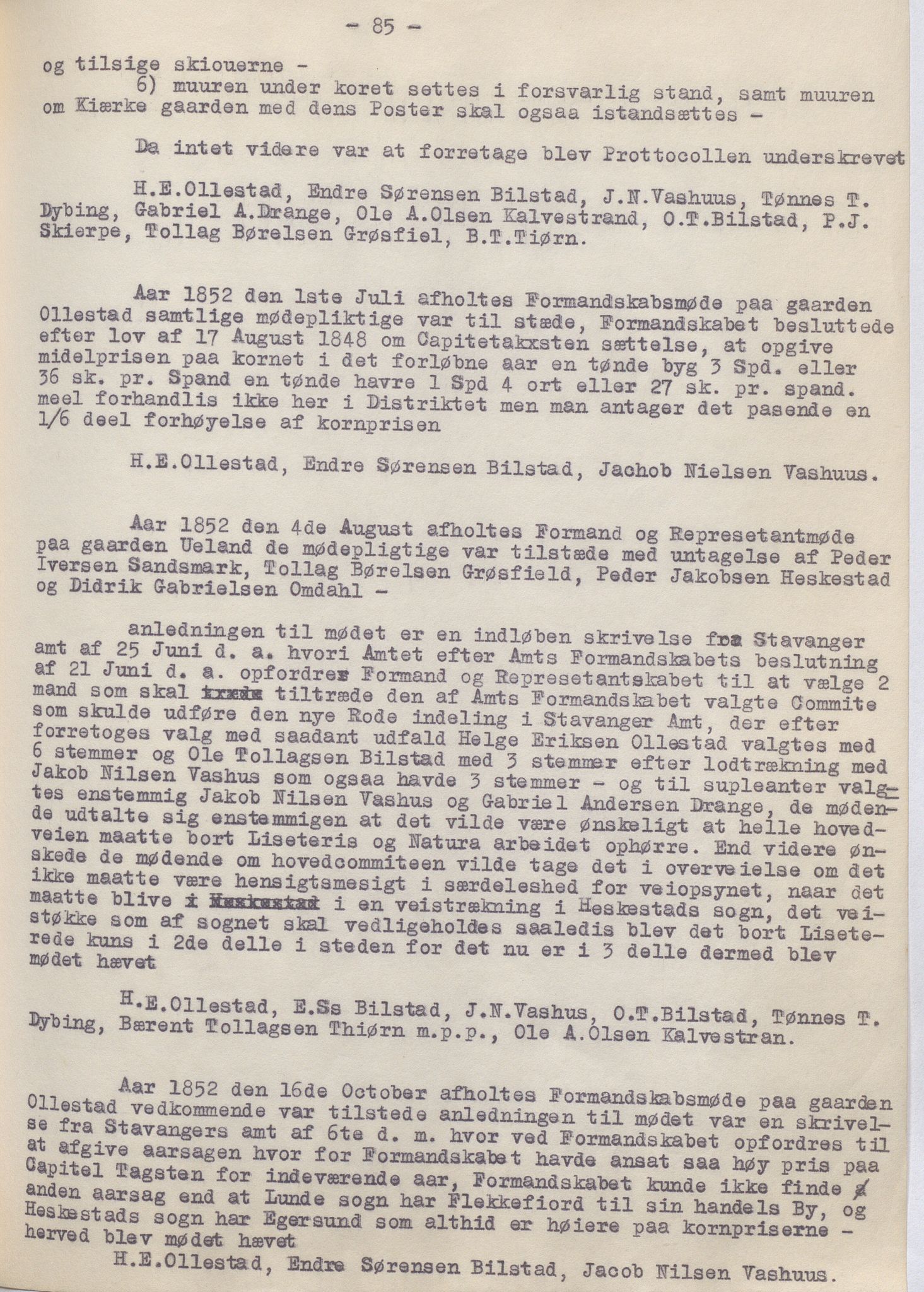 Heskestad kommune - Formannskapet, IKAR/K-101732/A/L0002: Møtebok (Særutskrift), 1837-1886, p. 85