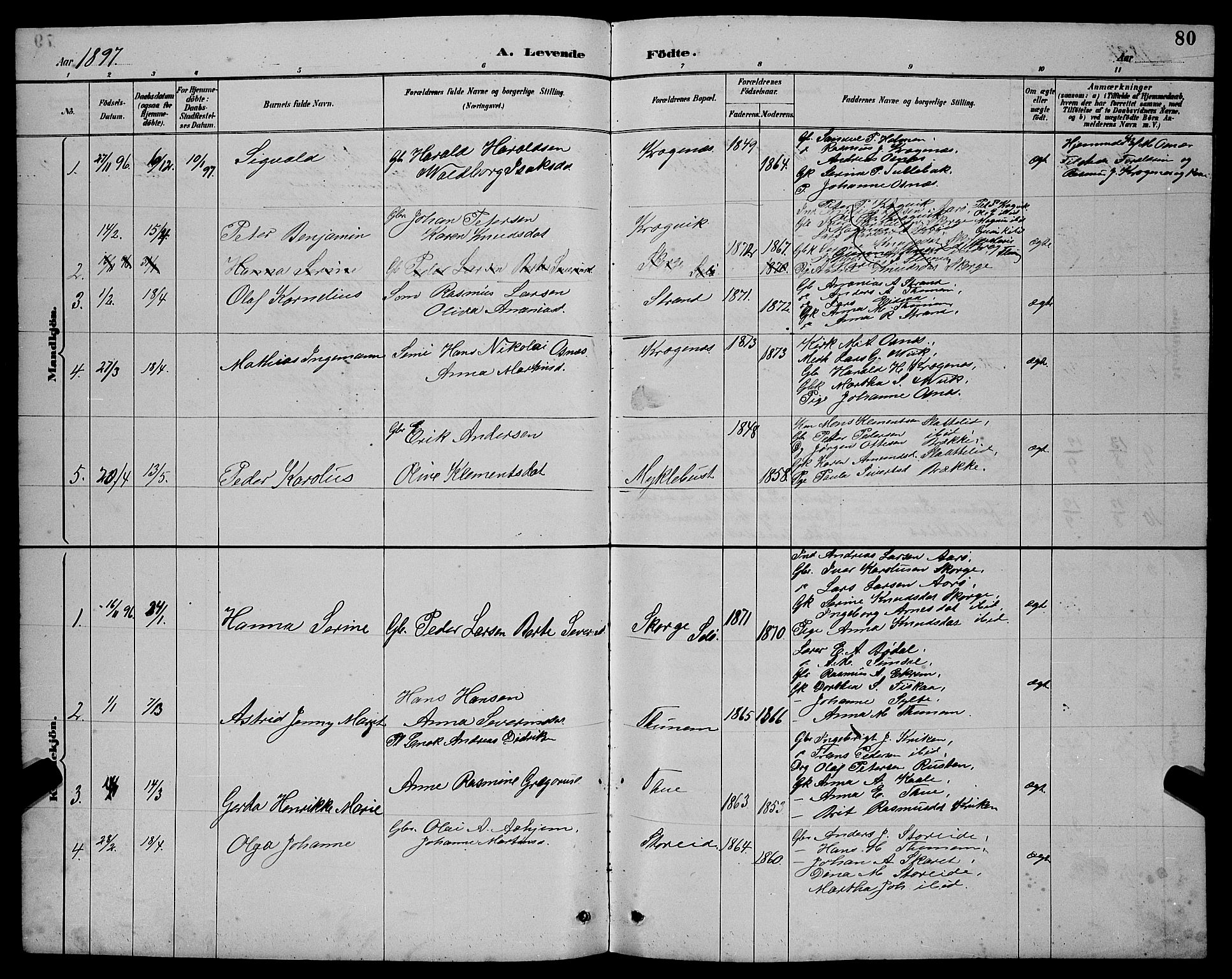 Ministerialprotokoller, klokkerbøker og fødselsregistre - Møre og Romsdal, AV/SAT-A-1454/501/L0017: Parish register (copy) no. 501C03, 1885-1901, p. 80