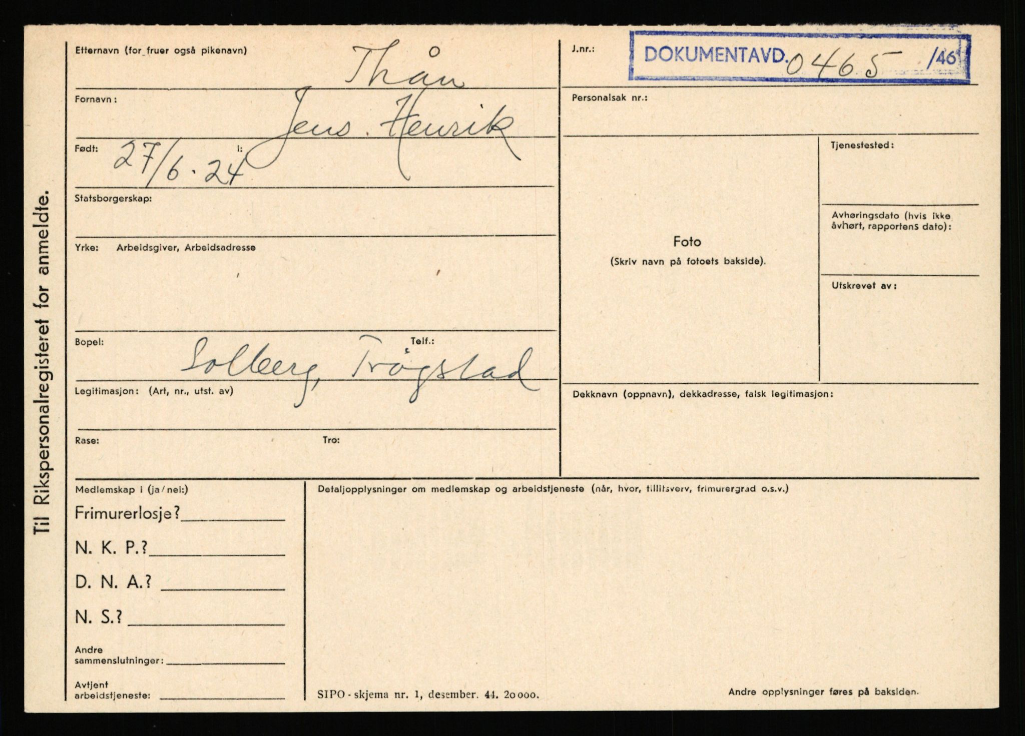 Statspolitiet - Hovedkontoret / Osloavdelingen, AV/RA-S-1329/C/Ca/L0015: Svea - Tøsse, 1943-1945, p. 3107