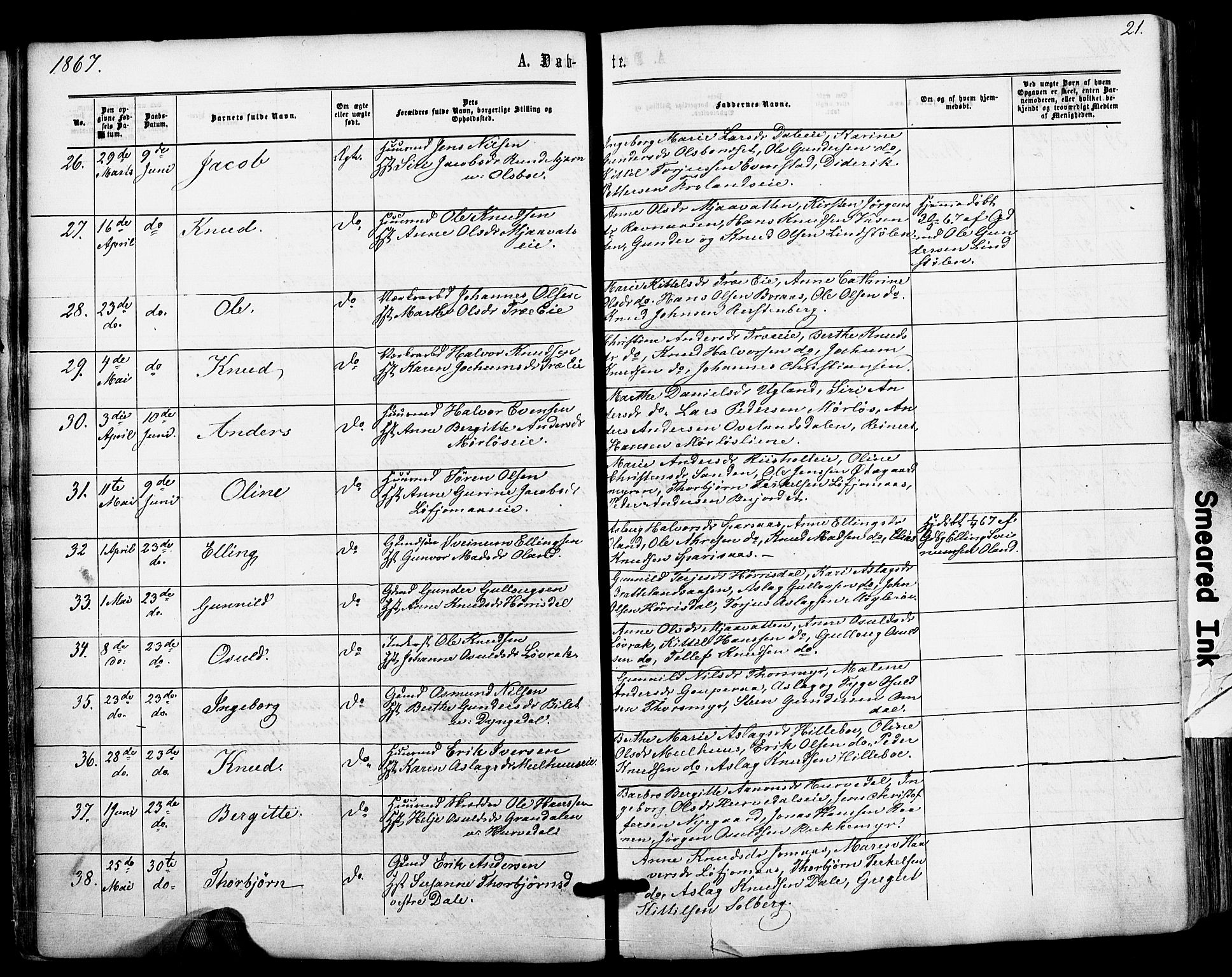 Froland sokneprestkontor, AV/SAK-1111-0013/F/Fa/L0003: Parish register (official) no. A 3, 1864-1881, p. 21