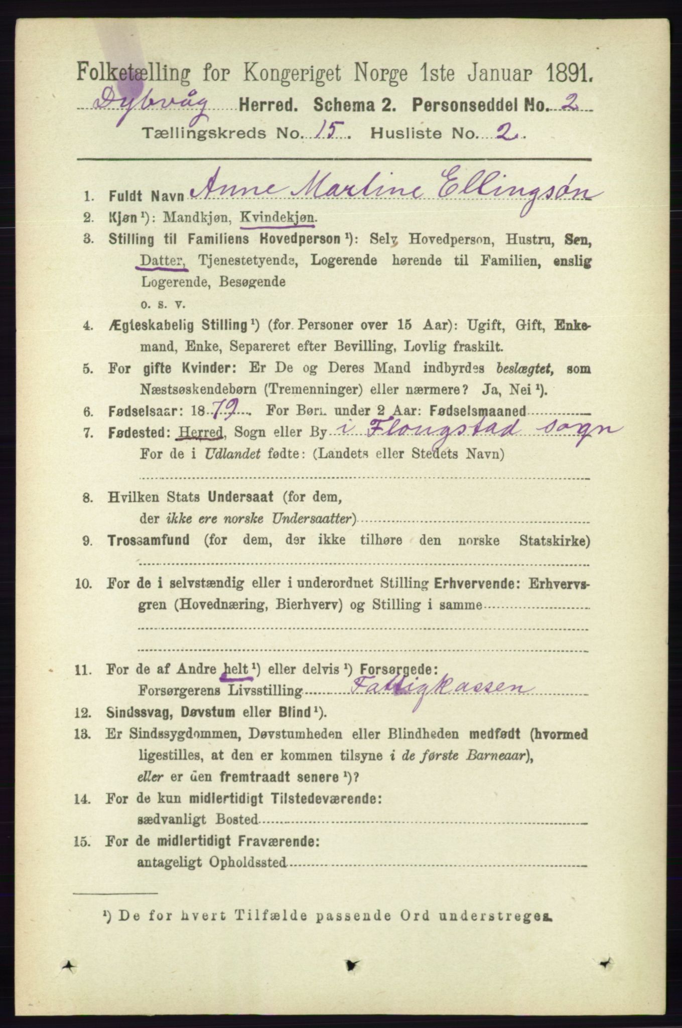 RA, 1891 census for 0915 Dypvåg, 1891, p. 6135