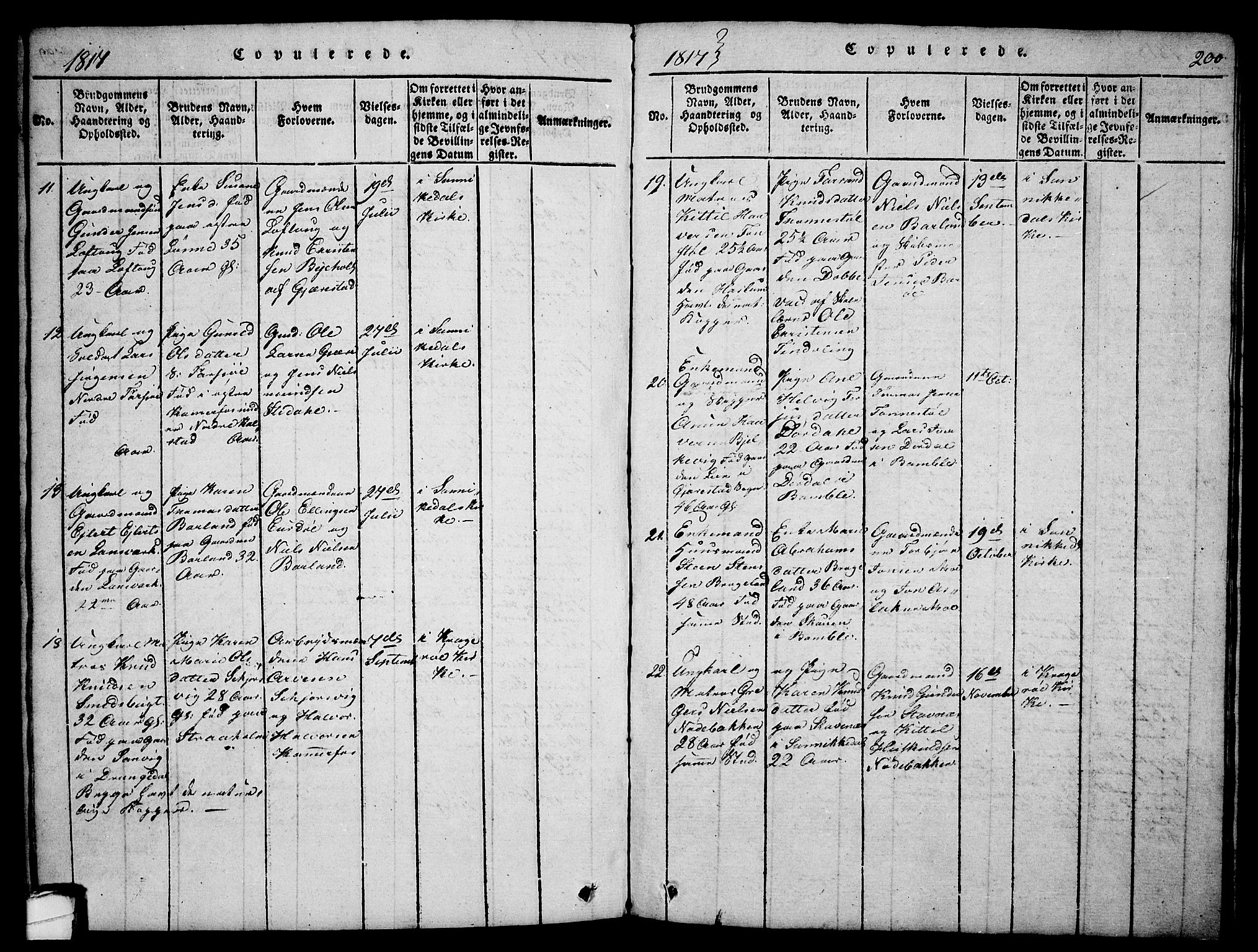Sannidal kirkebøker, SAKO/A-296/F/Fa/L0004: Parish register (official) no. 4, 1814-1829, p. 200