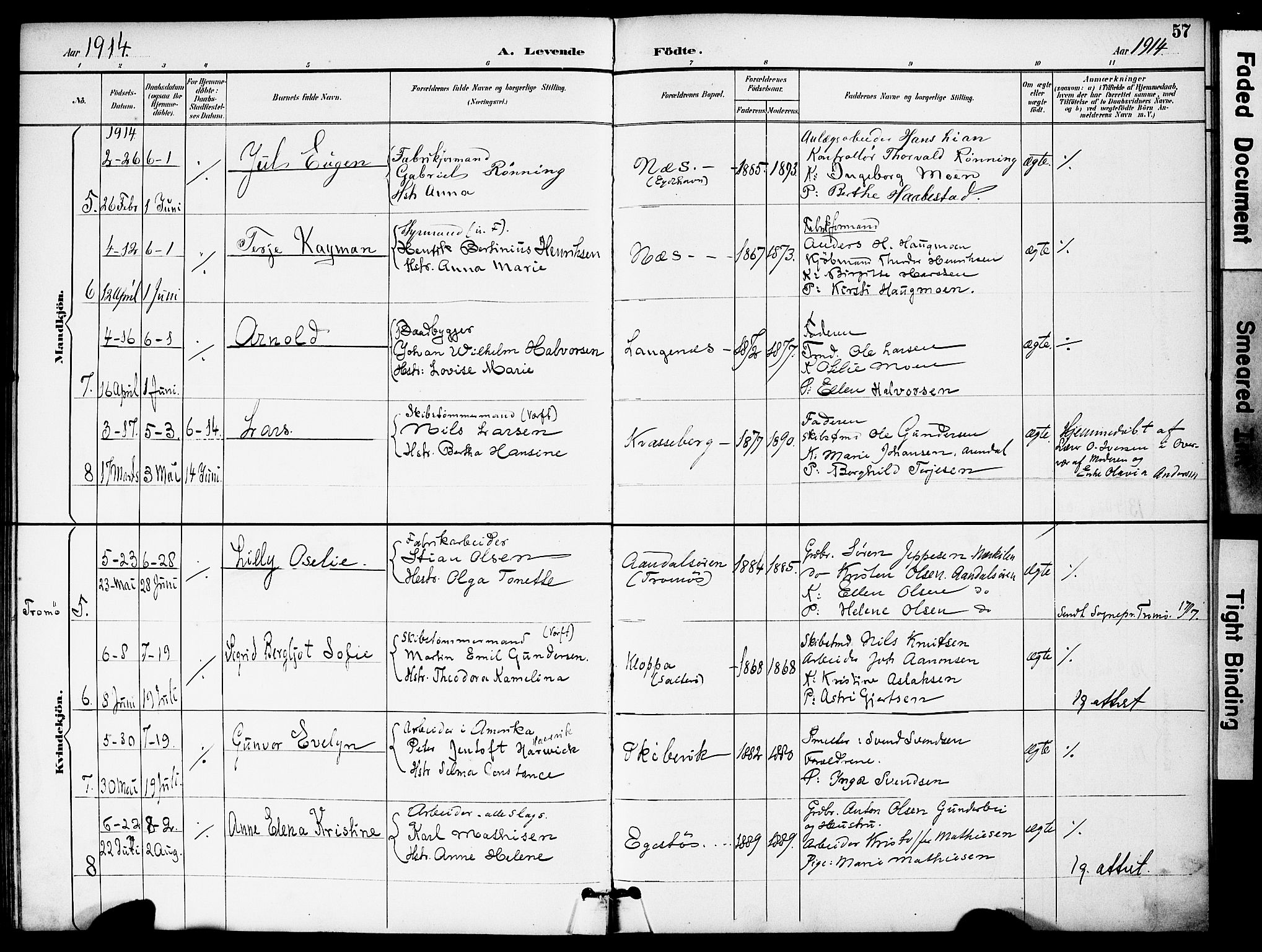 Austre Moland sokneprestkontor, AV/SAK-1111-0001/F/Fa/Fab/L0002: Parish register (official) no. A 2, 1894-1919, p. 57