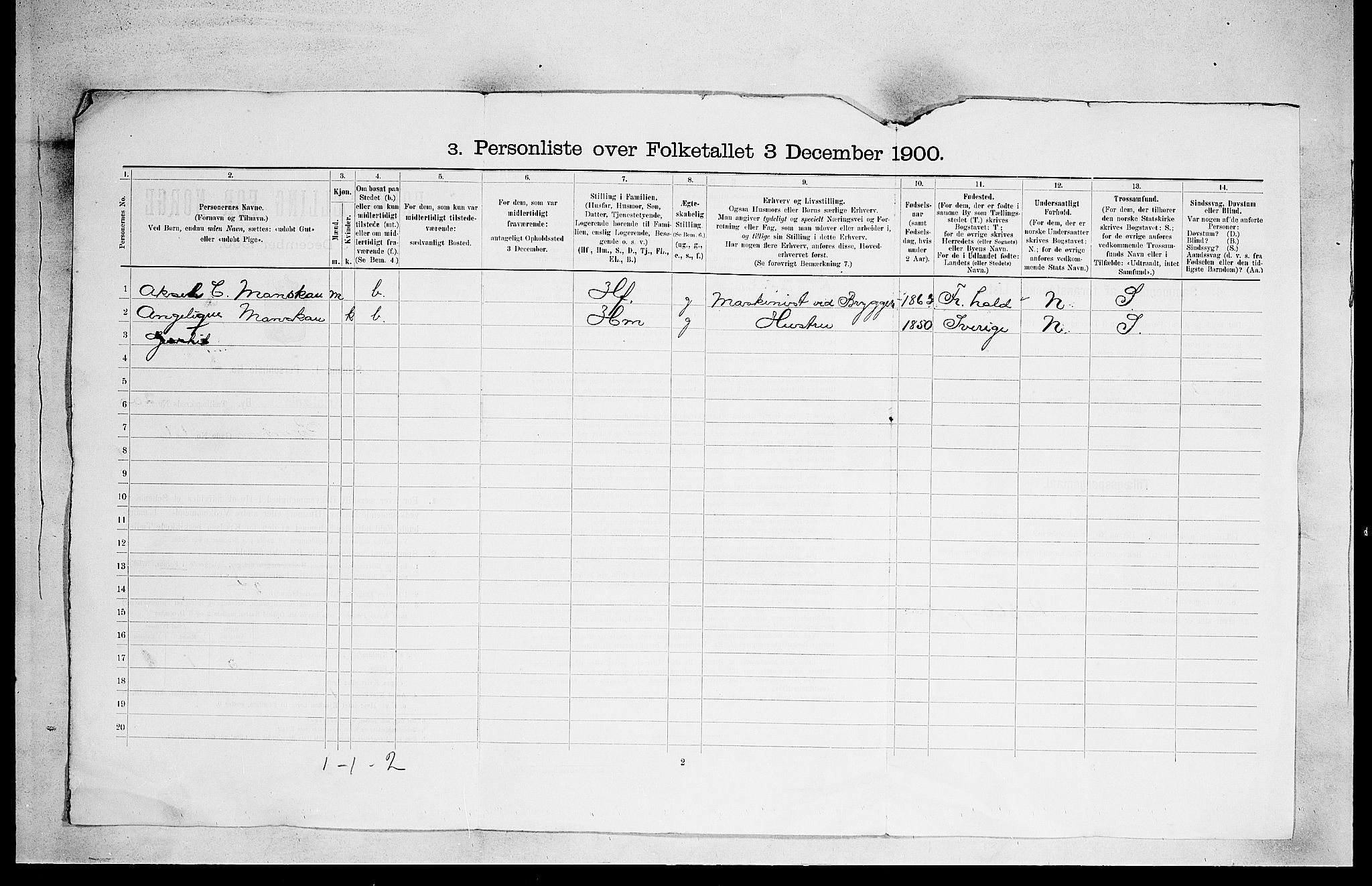 SAO, 1900 census for Kristiania, 1900, p. 8401