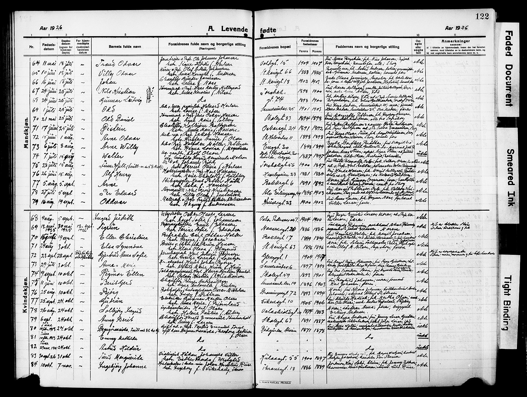 Sarpsborg prestekontor Kirkebøker, AV/SAO-A-2006/G/Ga/L0002: Parish register (copy) no. 2, 1912-1931, p. 122