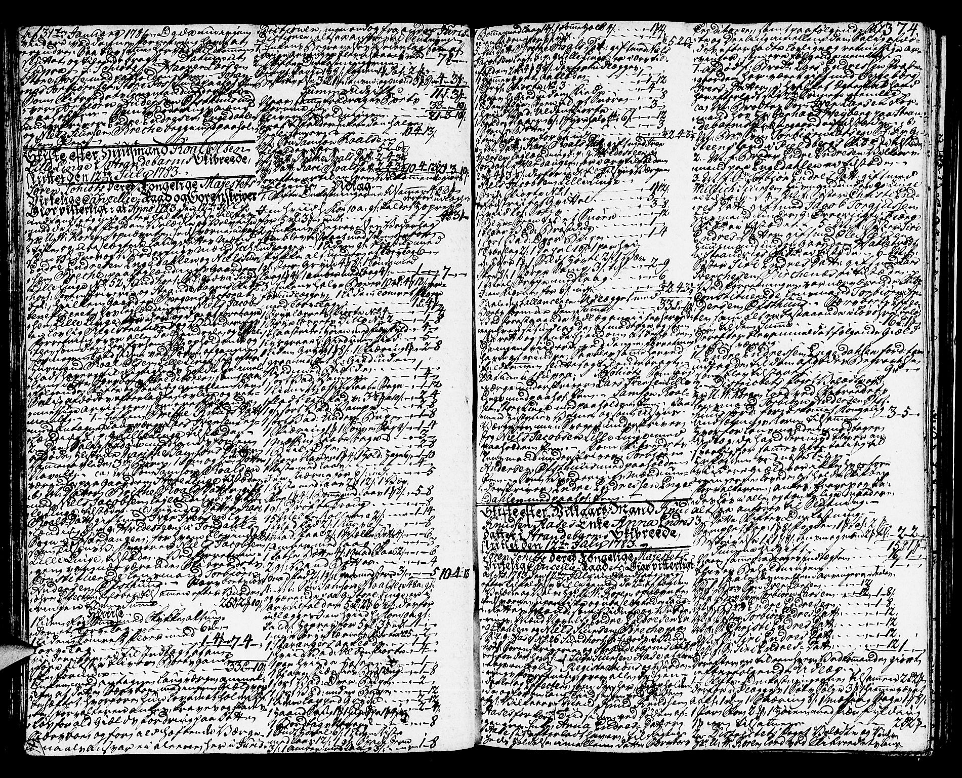 Sunnhordland sorenskrivar, SAB/A-2401/1/H/Ha/Haa/L0009: Skifteprotokollar. Register i protokoll. Fol. 639- ut, 1783-1785, p. 373b-374a