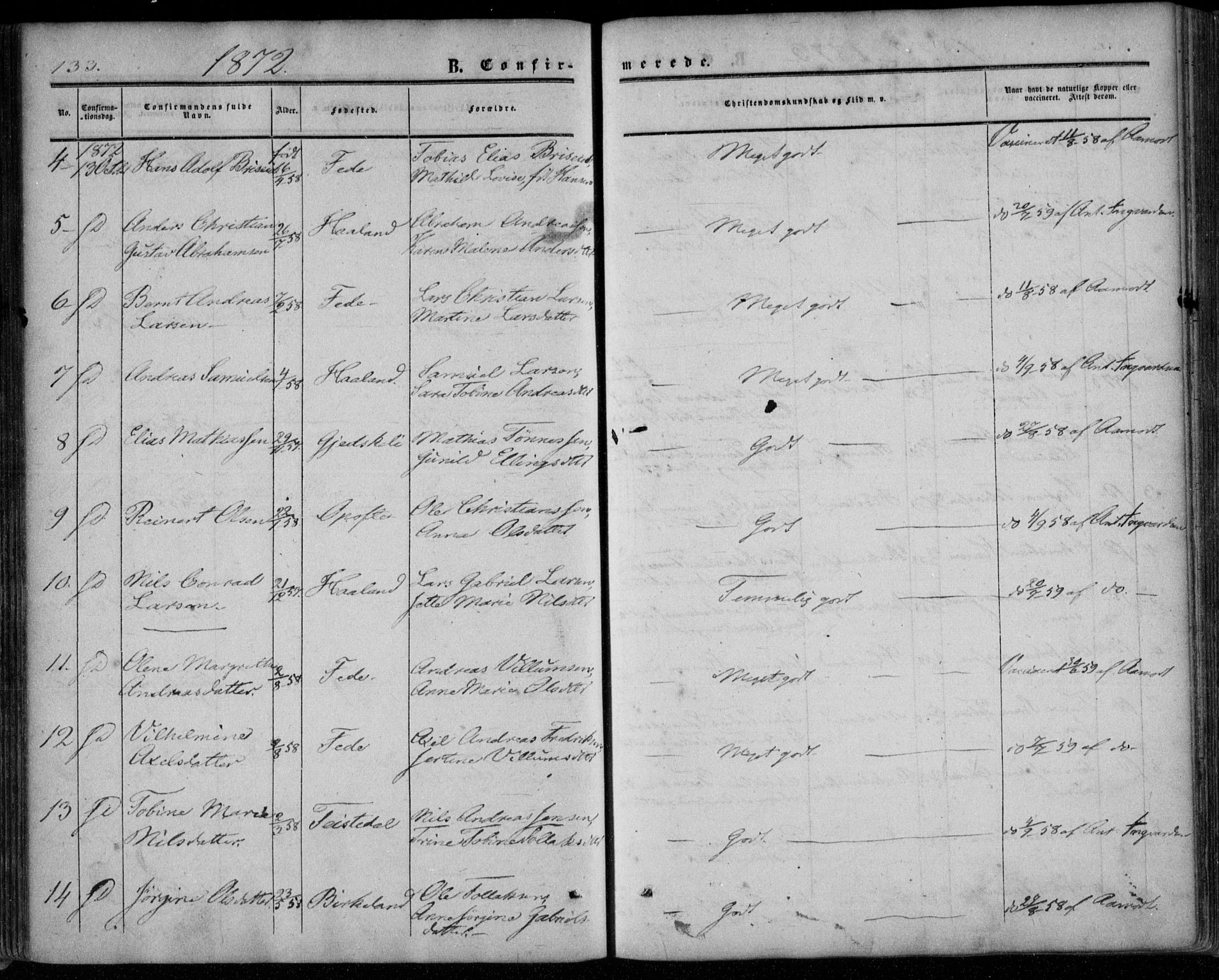 Kvinesdal sokneprestkontor, AV/SAK-1111-0026/F/Fa/Faa/L0002: Parish register (official) no. A 2, 1850-1876, p. 133