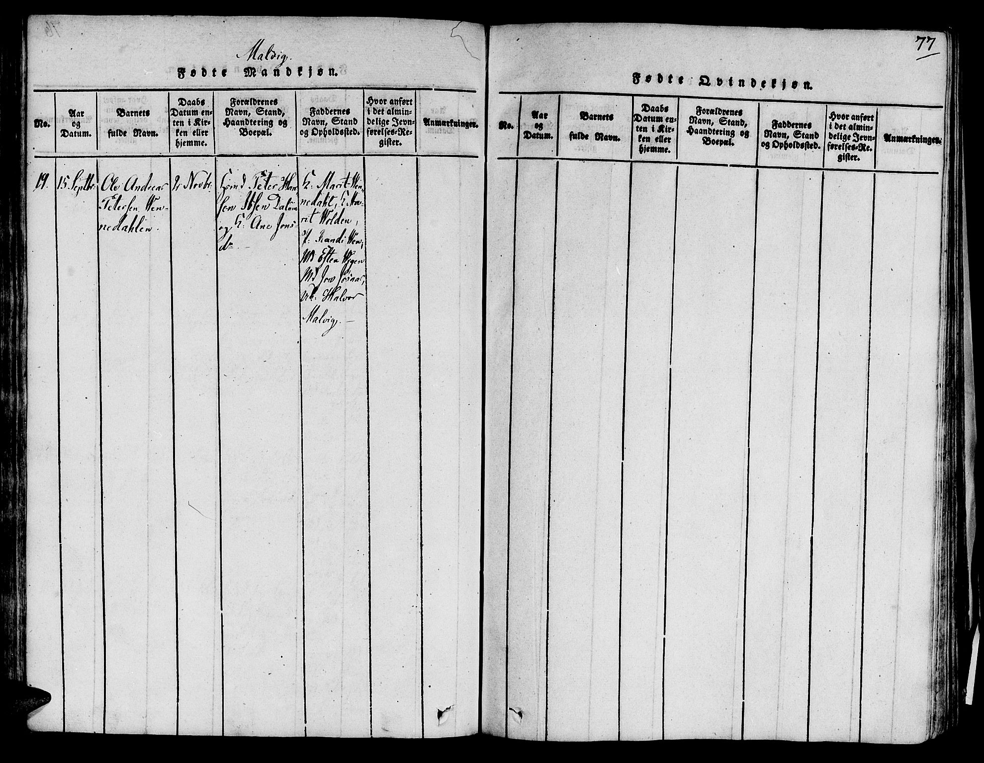 Ministerialprotokoller, klokkerbøker og fødselsregistre - Sør-Trøndelag, SAT/A-1456/606/L0284: Parish register (official) no. 606A03 /2, 1819-1823, p. 77