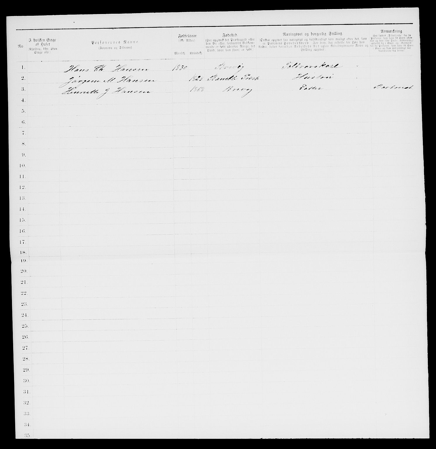 SAKO, 1885 census for 0804 Brevik, 1885, p. 486