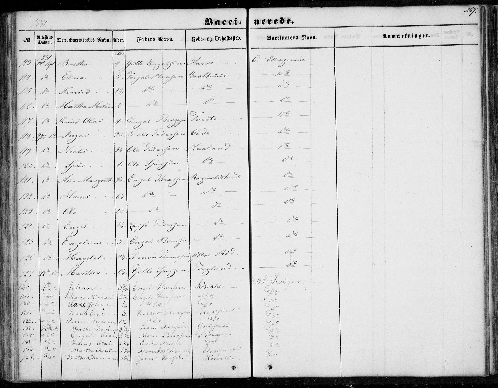 Os sokneprestembete, AV/SAB-A-99929: Parish register (official) no. A 16, 1851-1859, p. 367